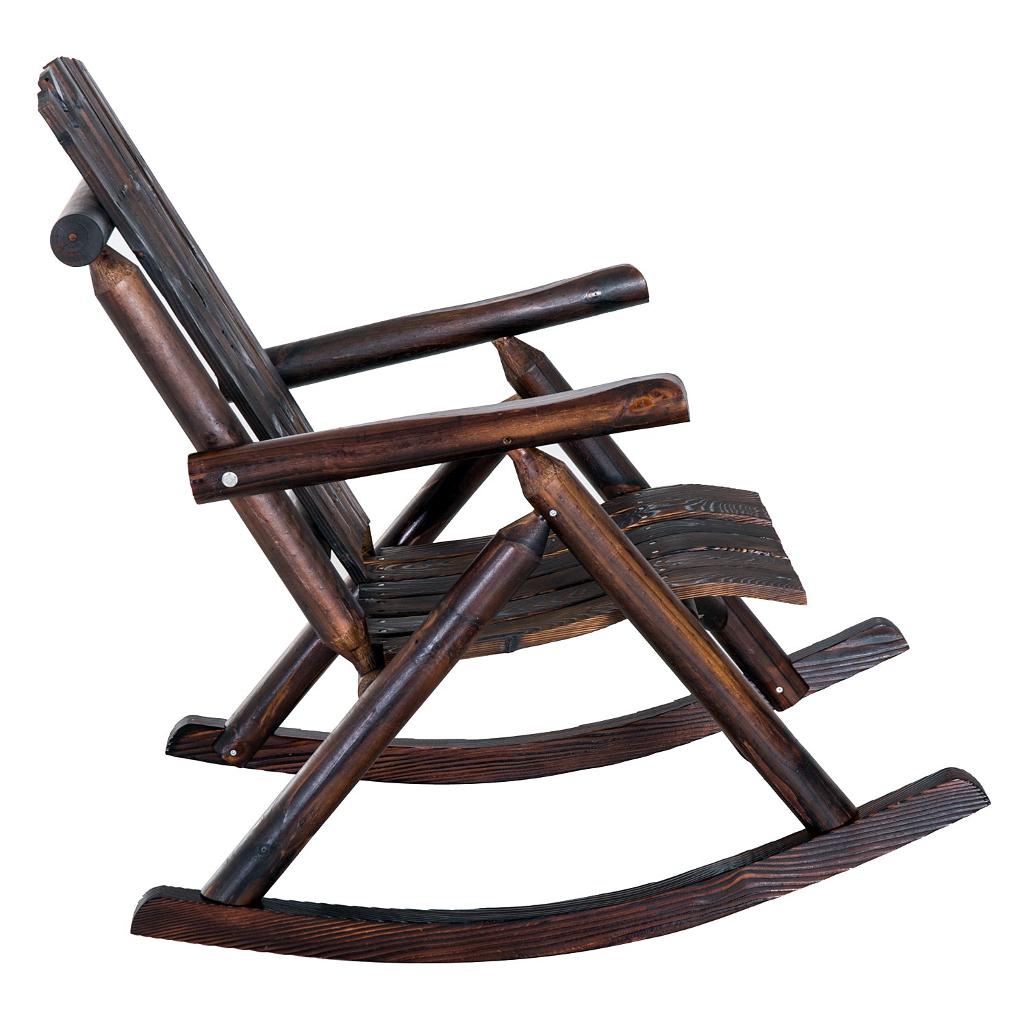 Outsunny Outdoor Fir Wood Rustic Patio Adirondack Rocking Chair Traditional Rustic Style & Pure Comfort - North Peak Garden Furniture