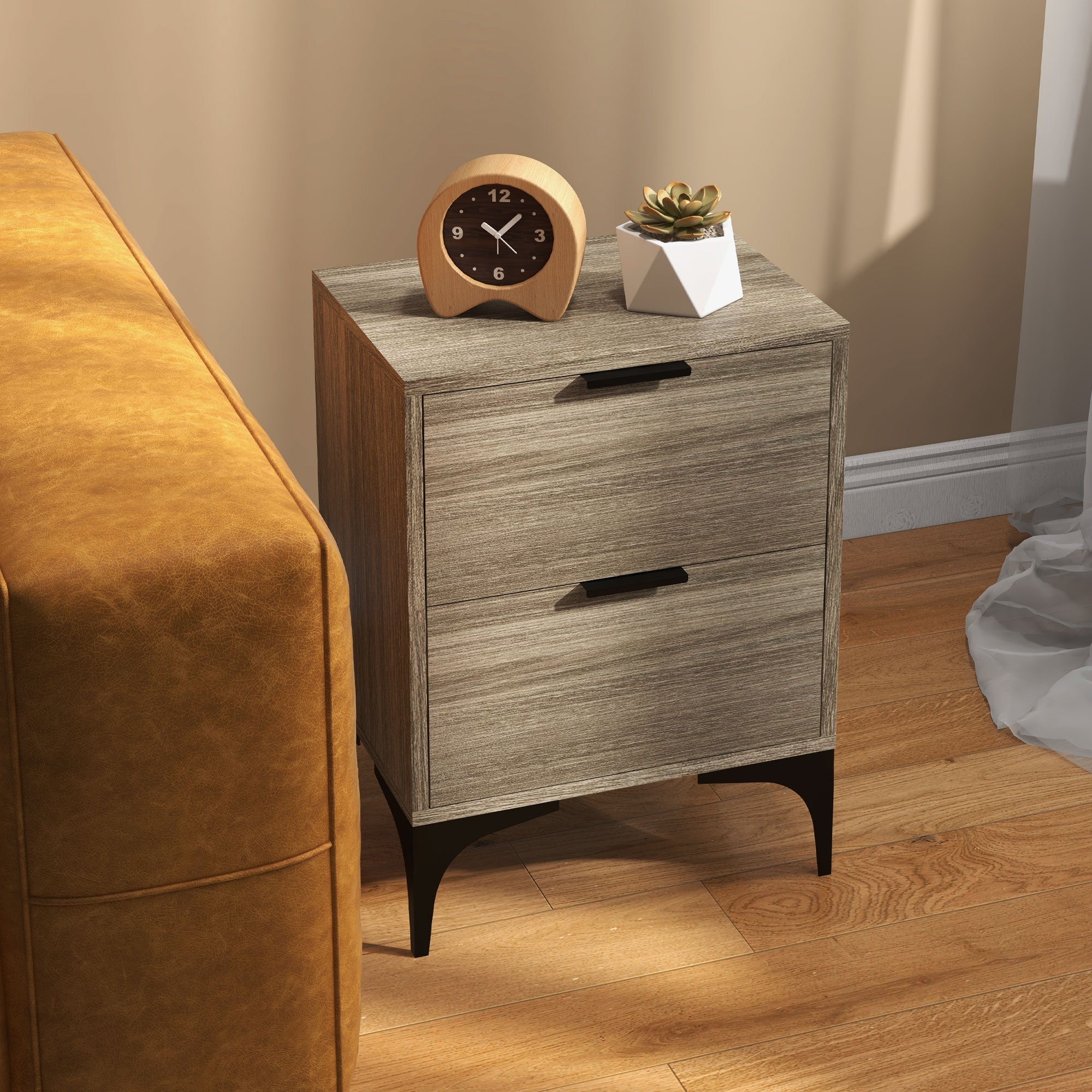 HOMCOM Set of Two Wood Effect Bedside Tables - North Peak Garden Furniture