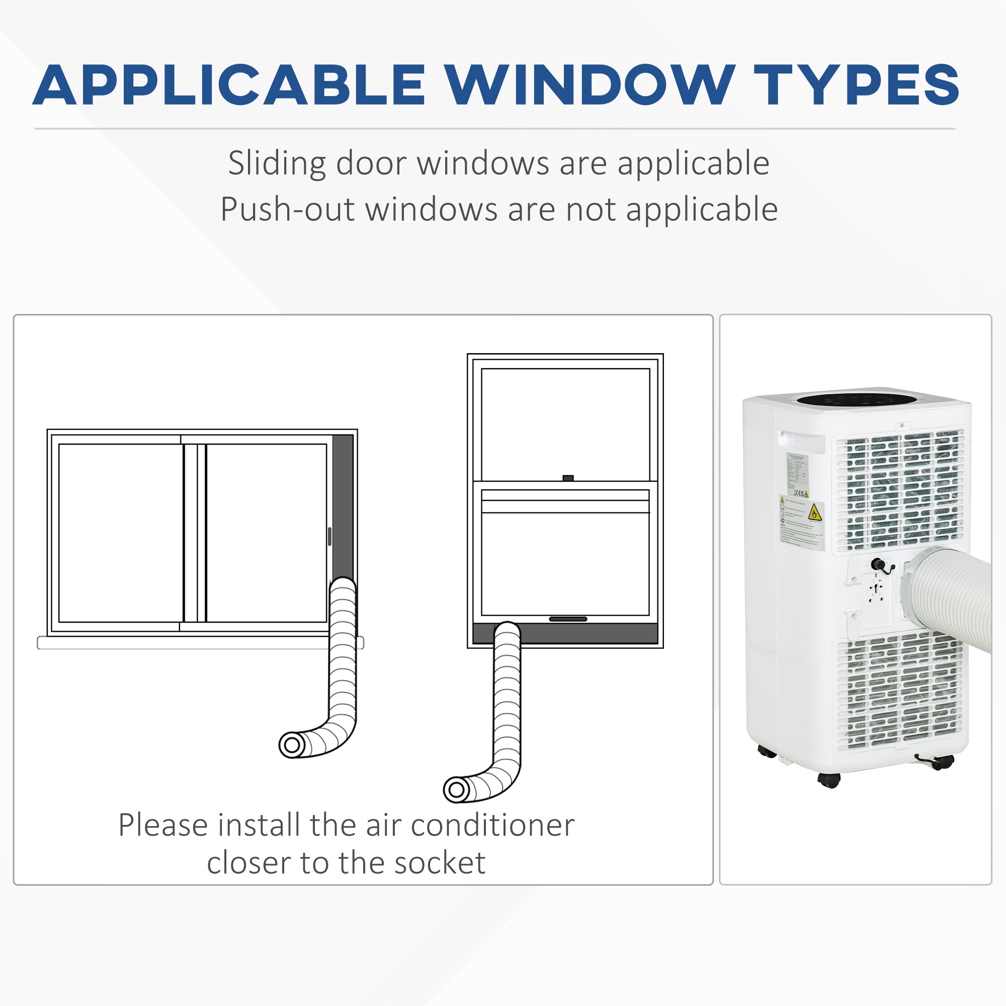 HOMCOM 10000 BTU Air Conditioning Unit, 3-in-1 Portable Air Conditioner, Dehumidifier, Cooling Fan with Remote Control, Digital Display, 2 Speeds, 24H Timer, Window Venting Kit, 22m²