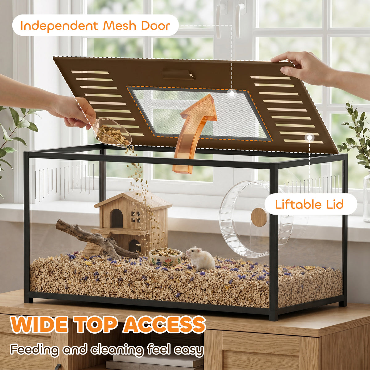 PawHut Large Hamster Cage, Chewproof Metal Rat Cage with Openable Top for Syrian Dwarf Hamster, Gerbil, 100 x 50 x 52.5 cm