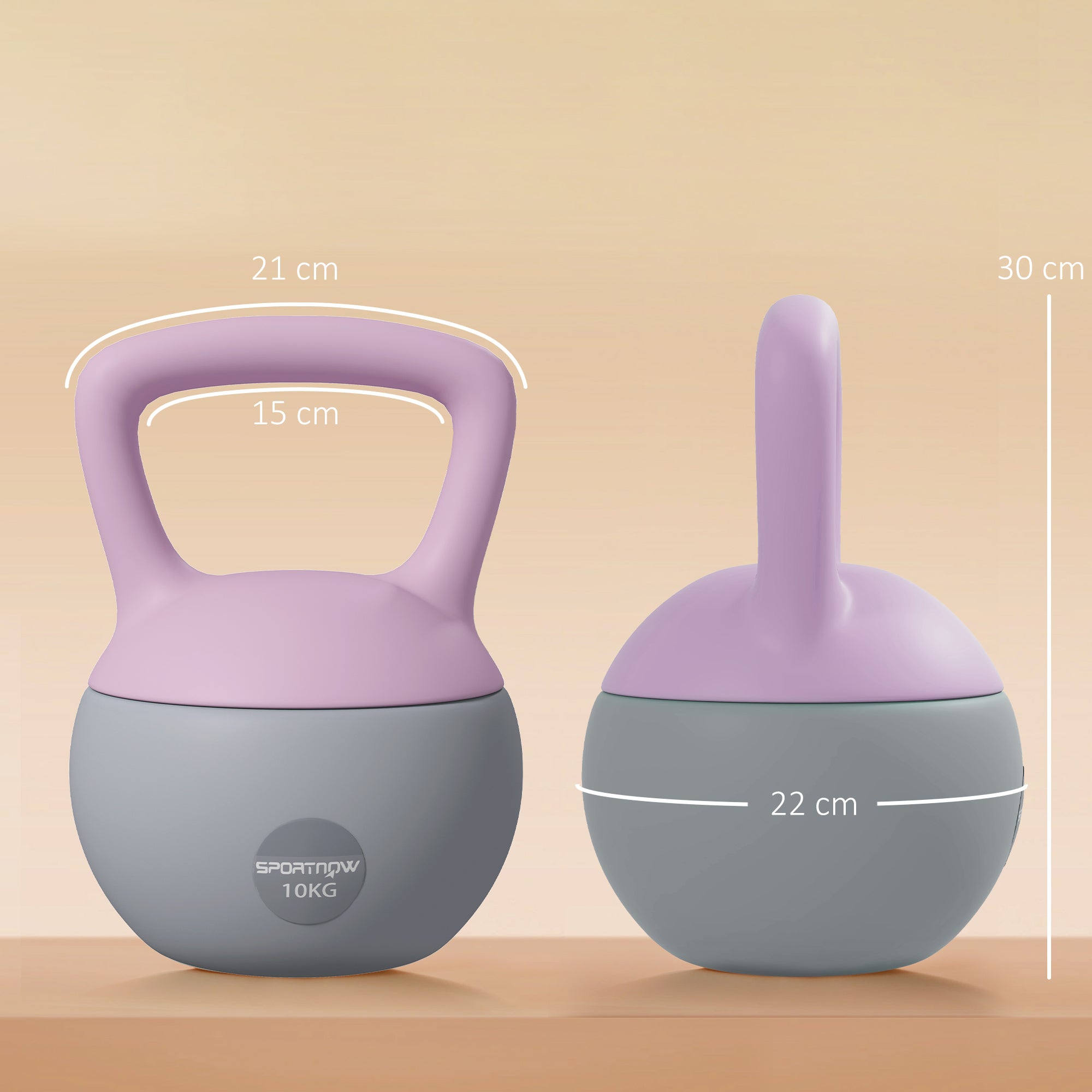 SPORTNOW Soft Kettlebell, 10kg Kettle Bell with Non-Slip Handle for Home Gym Weight Lifting and Strength Training, Purple and Grey - North Peak Garden Furniture