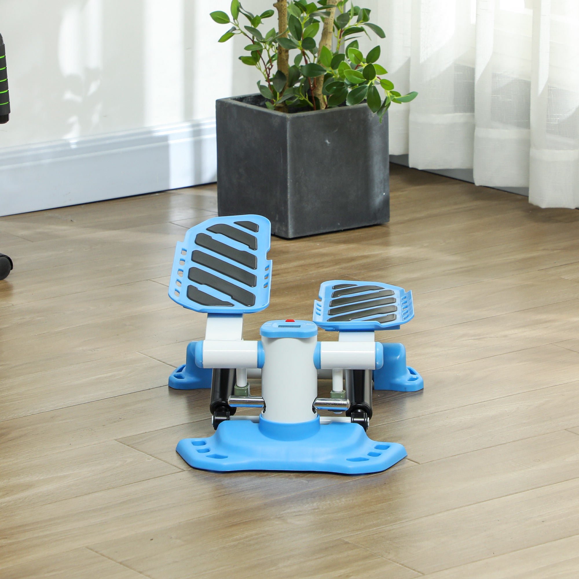 HOMCOM Portable Mini Stepper, Steppers for Exercise Workout with LCD Display Monitor, Anti-skid Foot Pedals for Home Gym Office, Blue - North Peak Garden Furniture