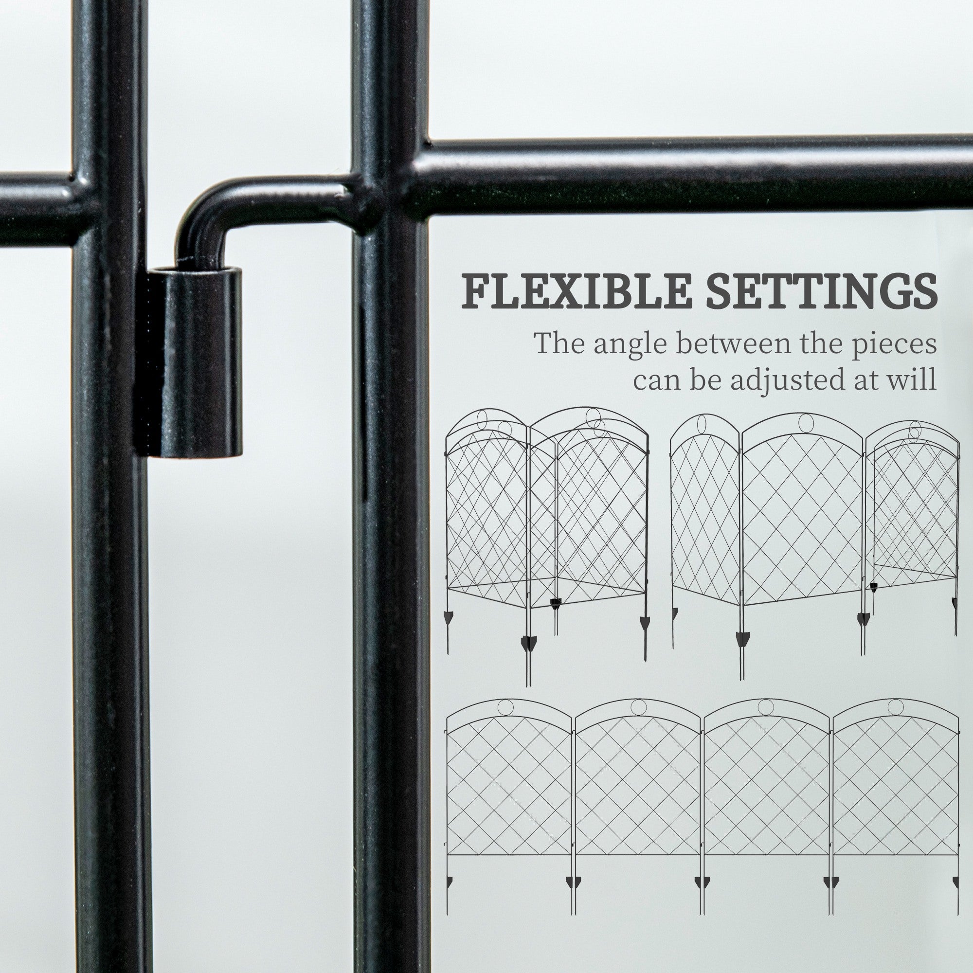 Outsunny Steel Decorative Outdoor Picket Fence Panels Set of 4, Black - North Peak Garden Furniture