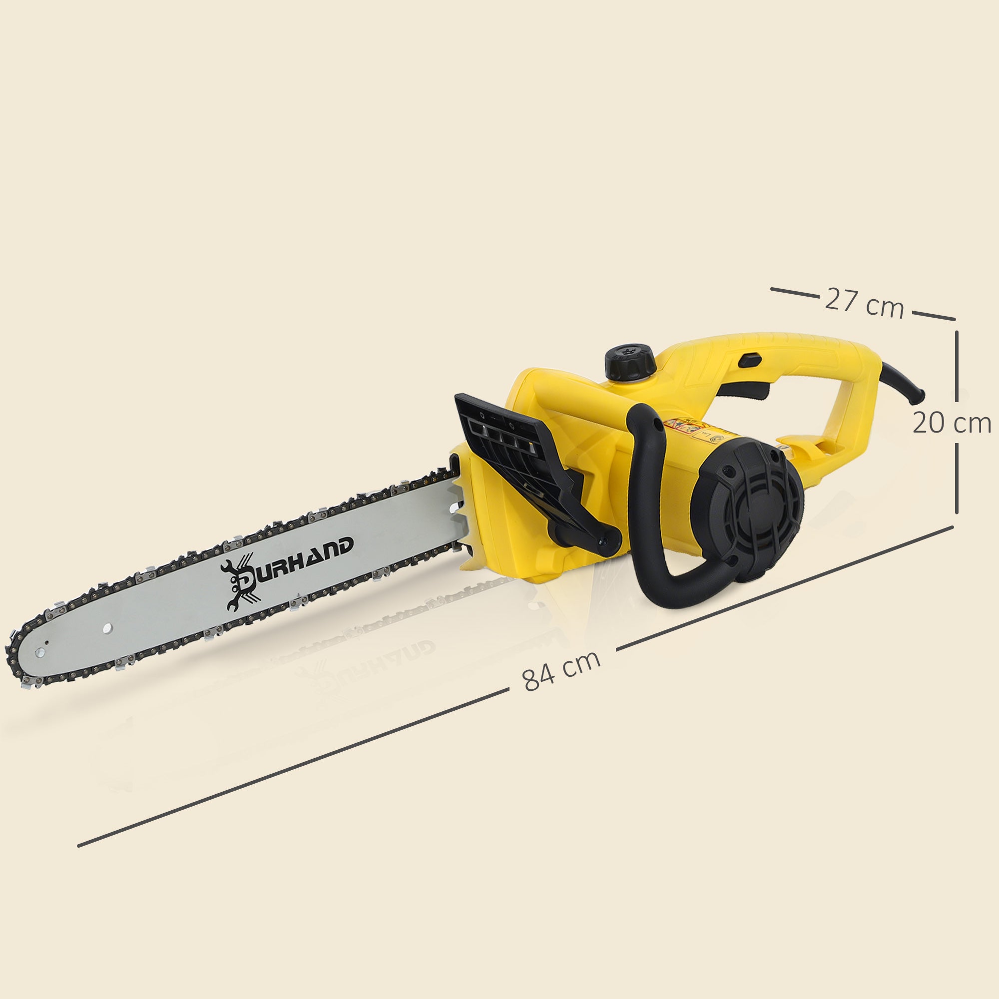 DURHAND Aluminium Chainsaw with Double Brake Protection and Blade Cover, 2000 W, 40 cm, for Wood, Trees and Branches, Yellow - North Peak Garden Furniture