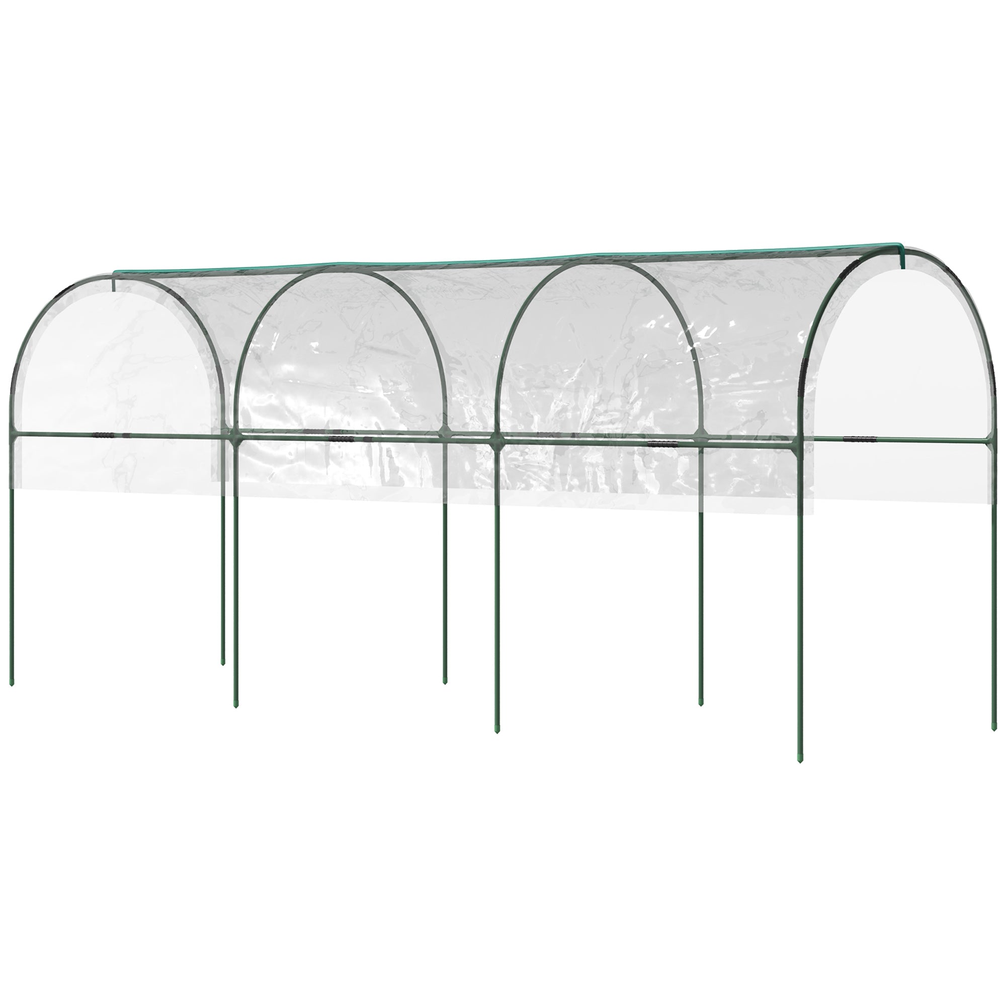 Outsunny Tunnel Tomato Greenhouse with 4 Hoops and Top Tap, Pointed Bottom and Guy Ropes, Clear - North Peak Garden Furniture
