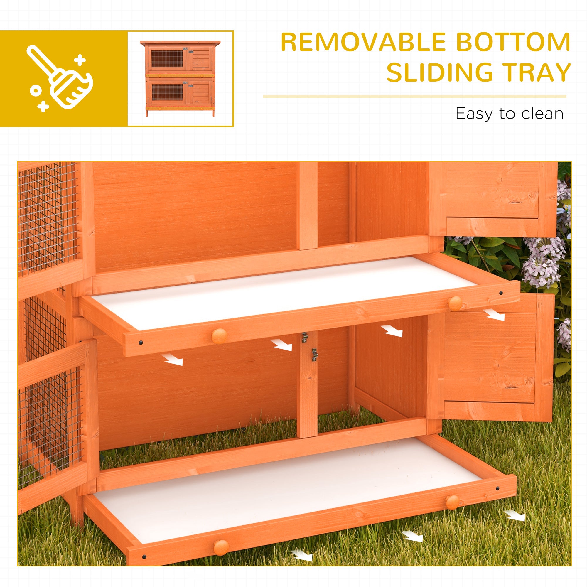PawHut Rabbit Hutch Outdoor Guinea Pig Hutch Wooden Duck House Pet Cage with Opening Roof, 90 x 45 x 90cm