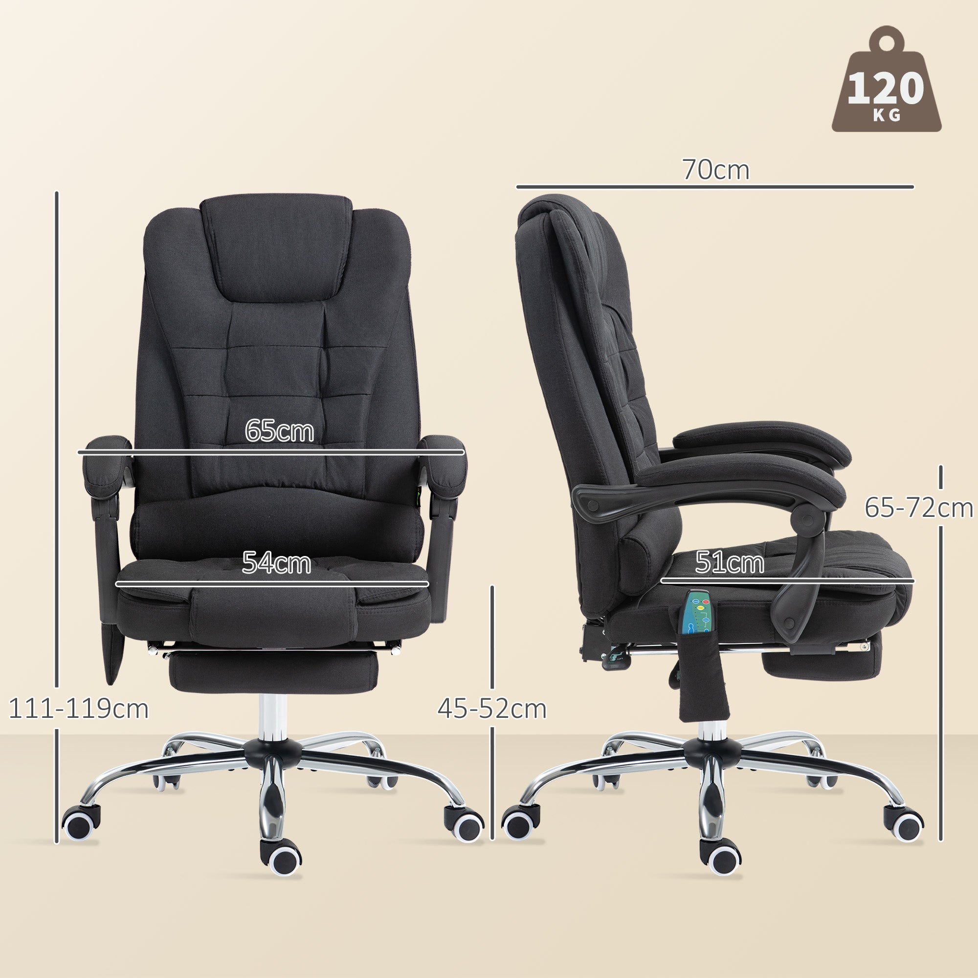 Vinsetto Six-Point Massage and Heated Office Chair - Black