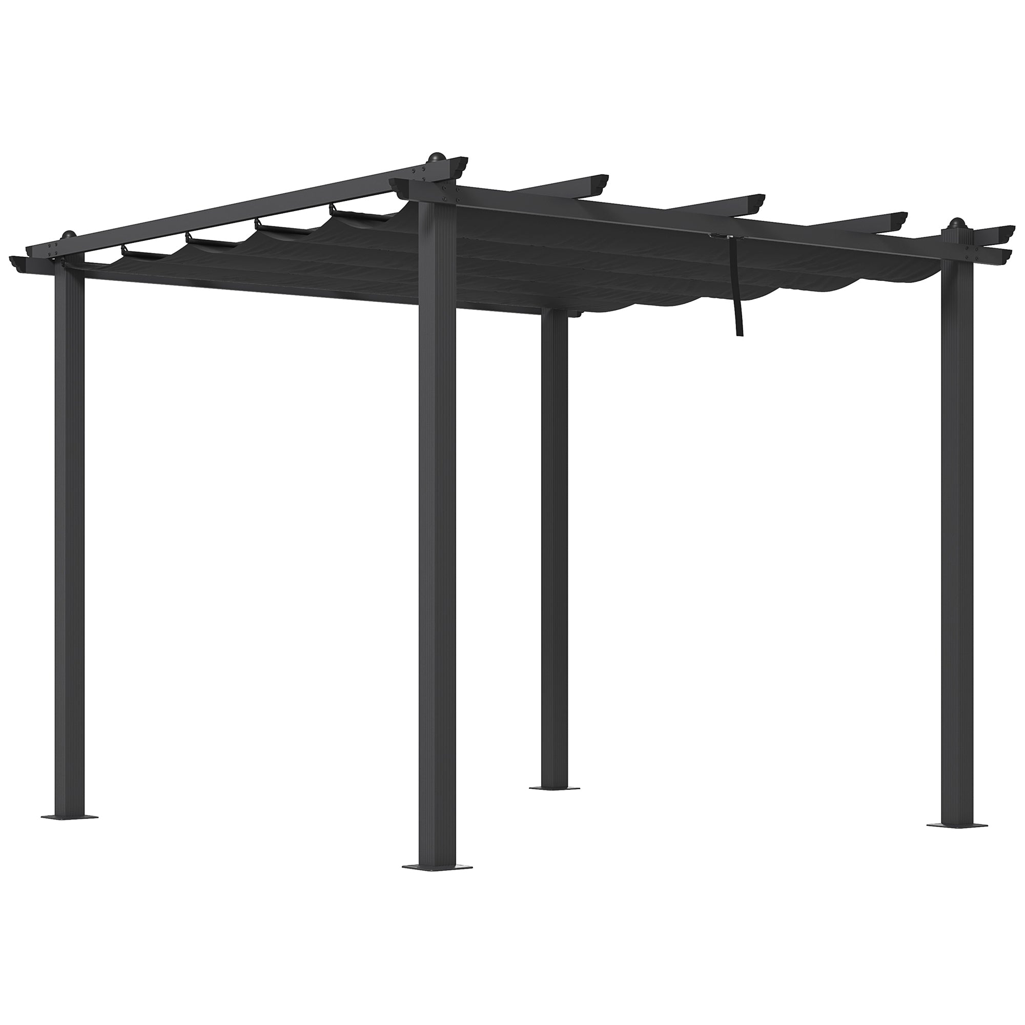 Outsunny 3 x 3m Aluminium Pergola, with Retractable Roof - Dark Grey - North Peak Garden Furniture