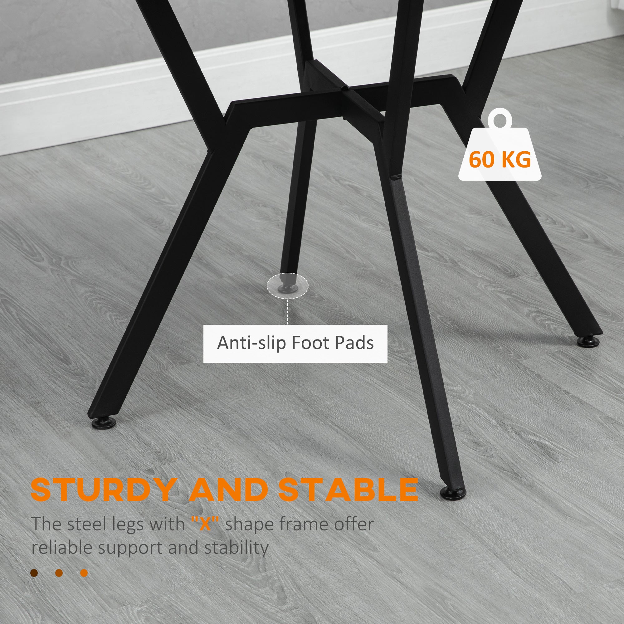 HOMCOM Dining Room Table with Black Legs Anti-slip Foot Pads for Living Room Dining Room 90 x 76 cm Brown - North Peak Garden Furniture