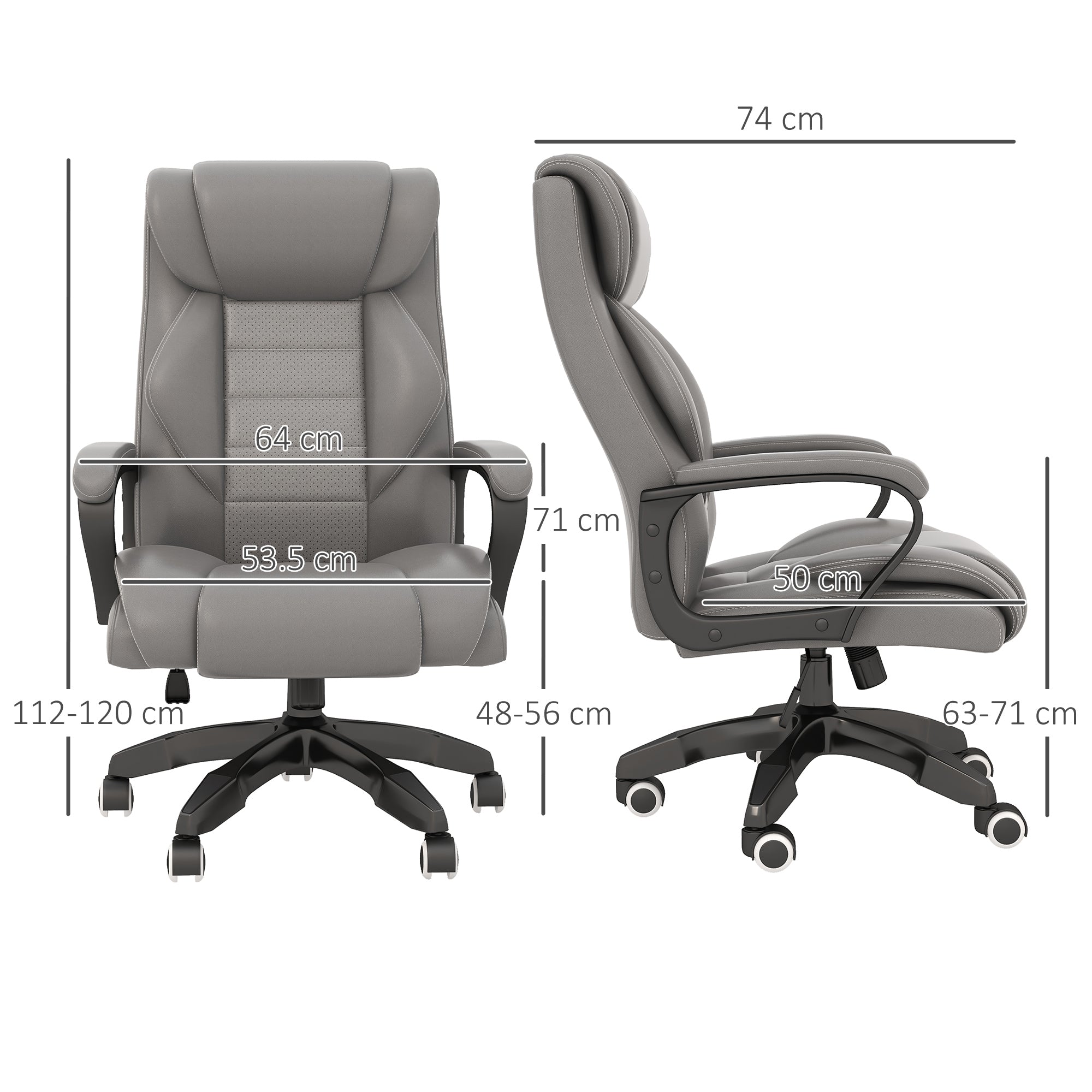 Vinsetto High Back Executive Office Chair 6- Point Vibration Massage Extra Padded Swivel Ergonomic Tilt Desk Seat, Grey - North Peak Garden Furniture