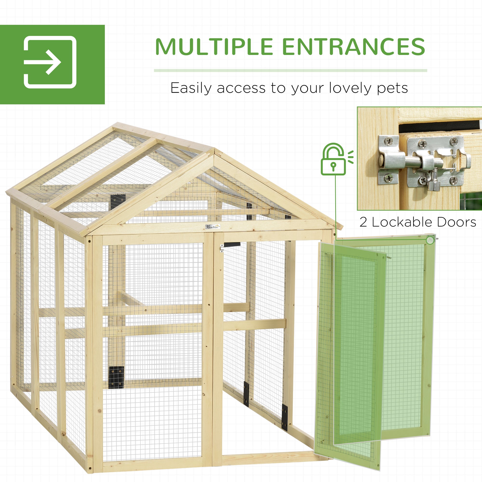 PawHut Large Chicken Run, Wooden Chicken coop, with Combinable Design - Natural Wood Finish - North Peak Garden Furniture