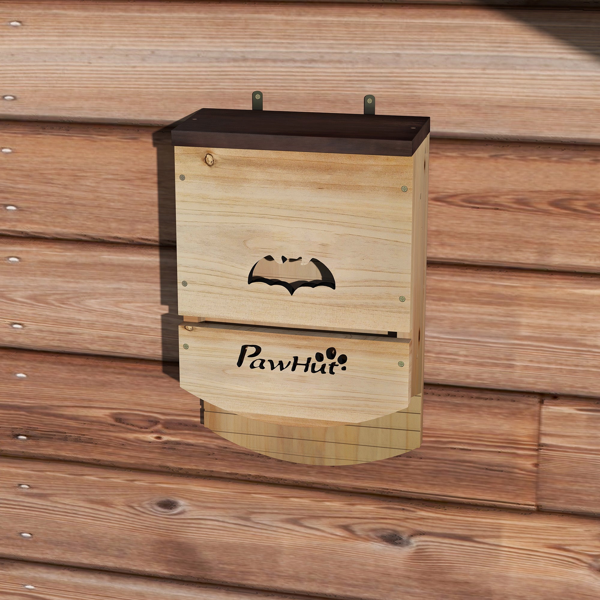 PawHut Bat Boxes, Pack of 3 Wooden Bat Houses for Outdoor, Garden, Farm, Easy to Hang, 23 x 9.5 x 36.5 cm, Natural