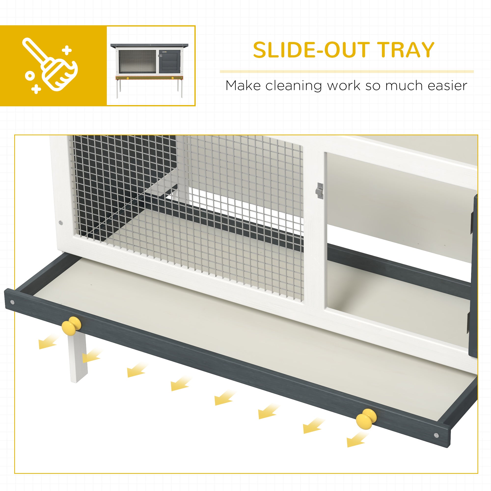 PawHut Wooden Rabbit Hutch Guinea Pig Hutch Bunny Cage Small Animal Habitat Openable Asphalt Roof for Outdoor Use 90 x 45 x 65 cm - North Peak Garden Furniture