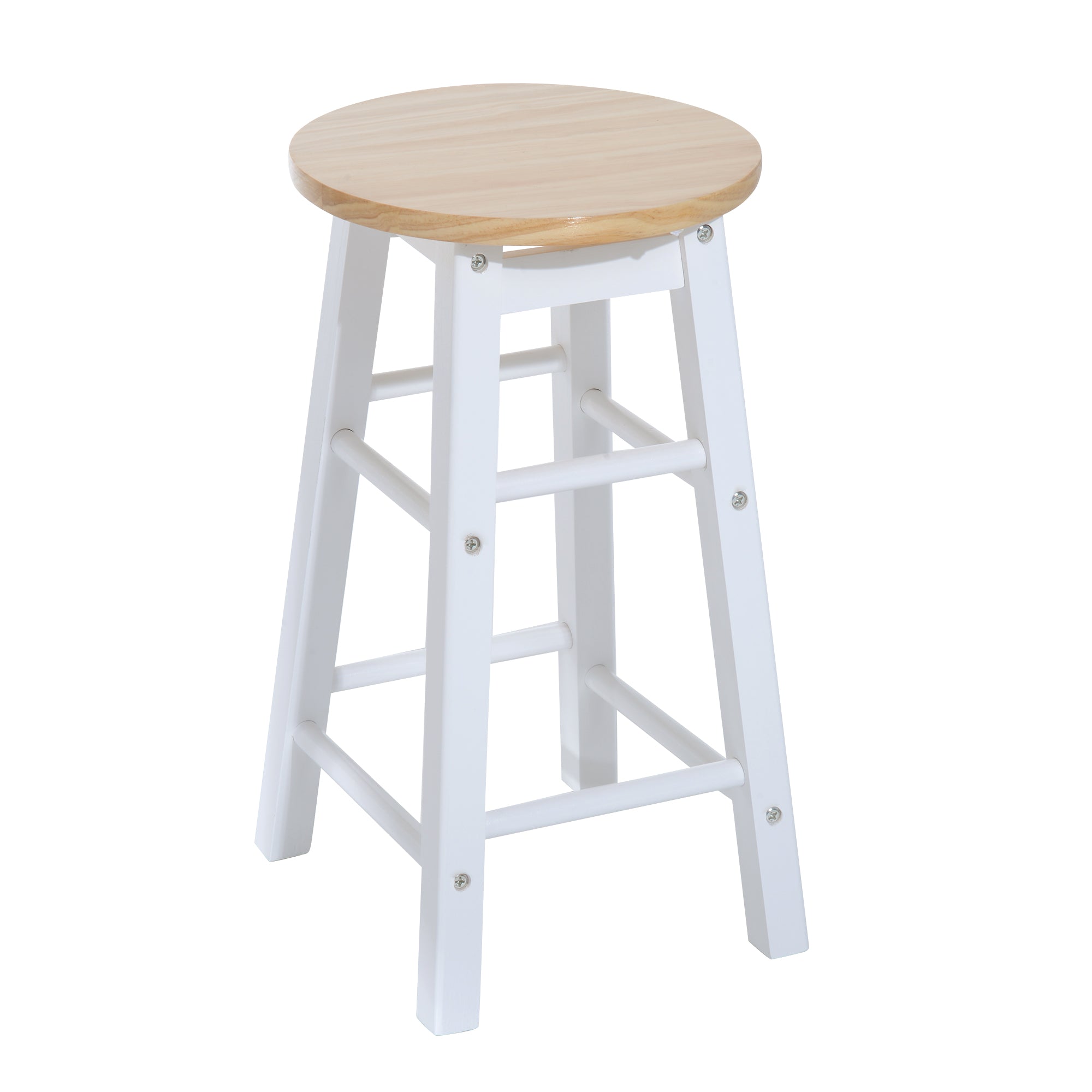 HOMCOM 3PC Wooden Kitchen Cart Mobile Rolling Trolley Folding Bar Table Two Stools Dining Chair Storage Shelf w/2 Drawers & 6 Wheels - North Peak Garden Furniture