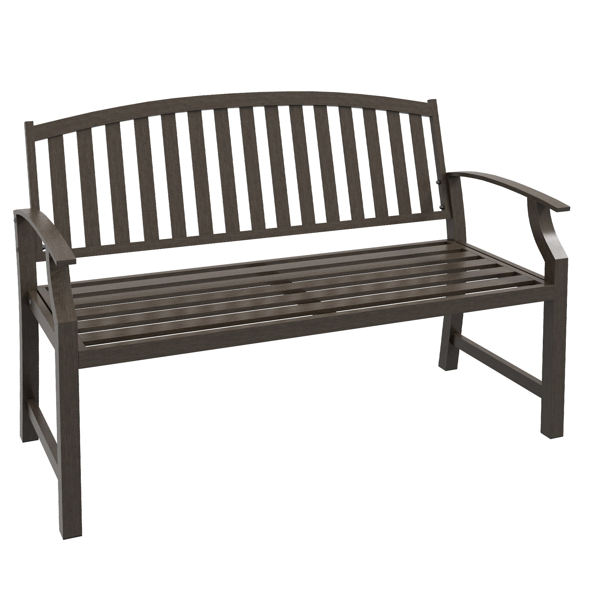 Outsunny Two-Seater Simple Metal Bench - Brown - North Peak Garden Furniture
