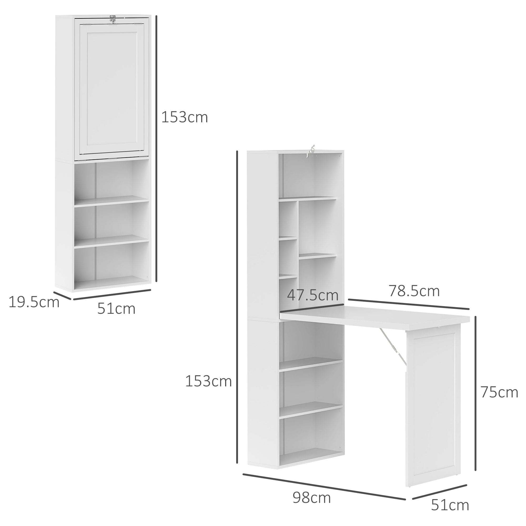 HOMCOM Three-Part Work Desk, with Storage and Chalkboard - White - North Peak Garden Furniture