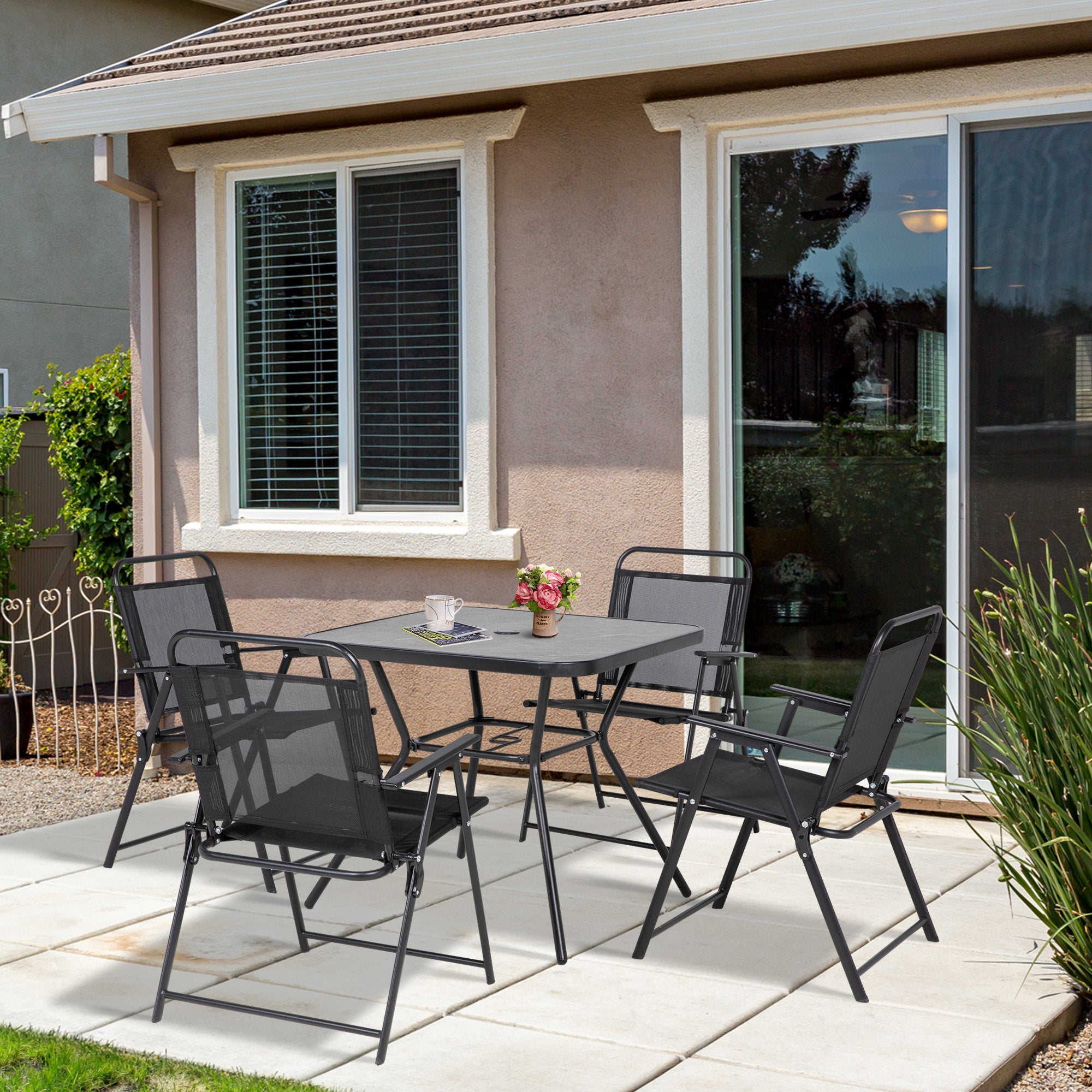 Outsunny Five-Piece Metal Frame Garden Dining Set - North Peak Garden Furniture