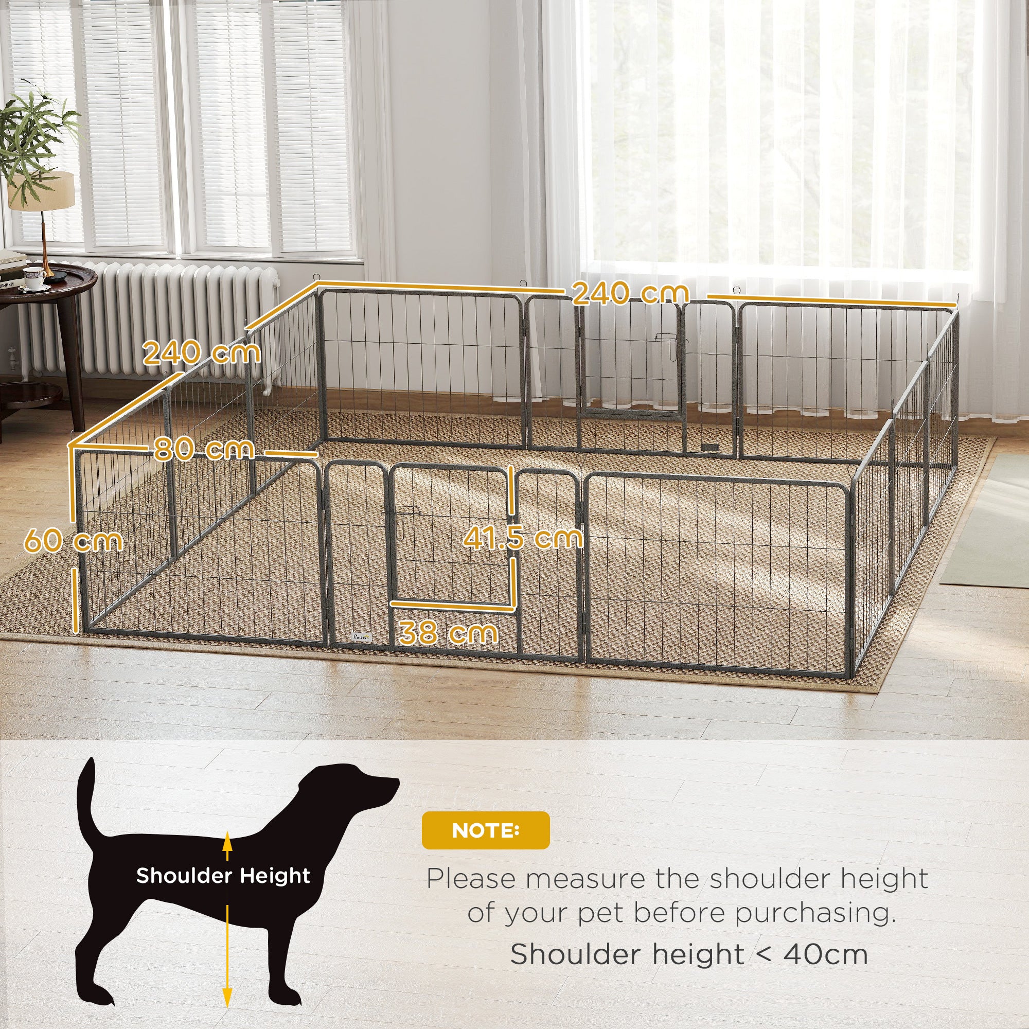 PawHut 12 Panels Heavy Duty Puppy Playpen, for Small Dogs, Indoor and Outdoor Use - Silver - North Peak Garden Furniture