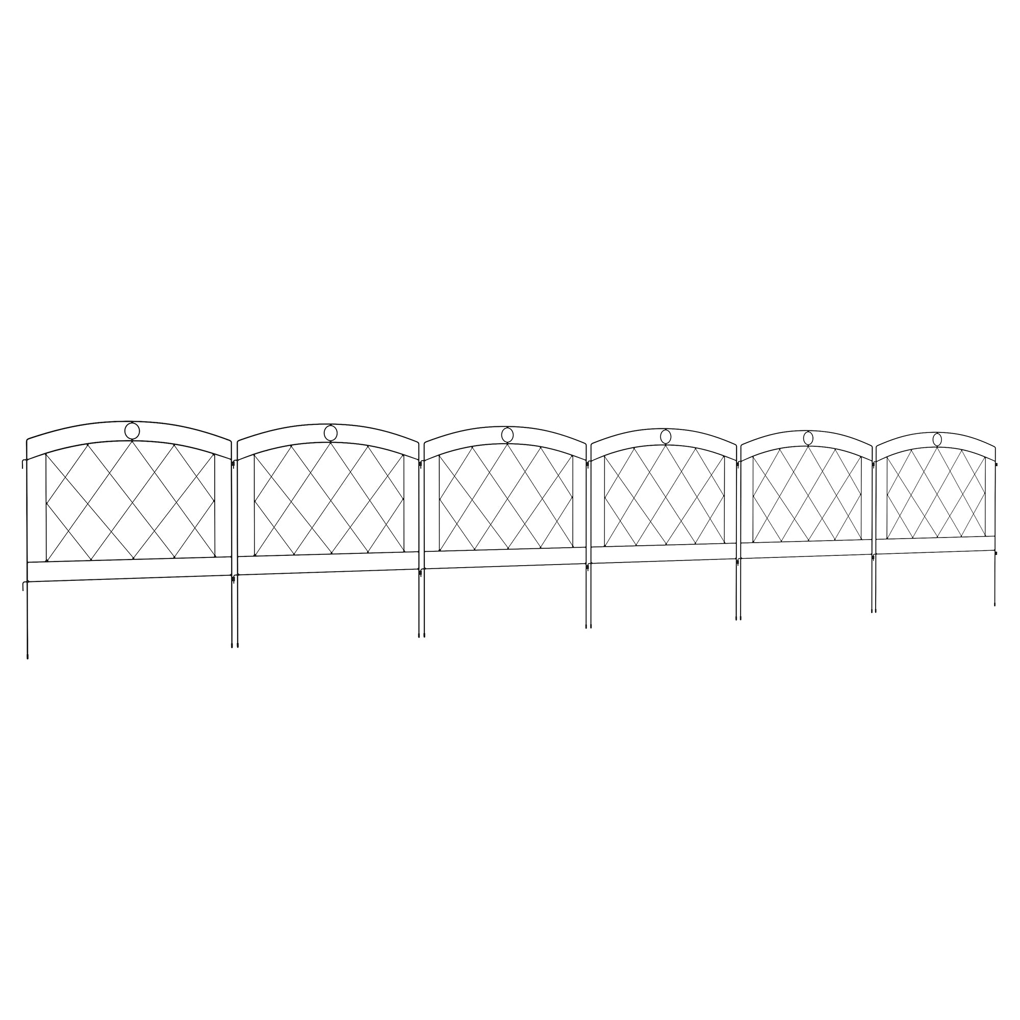 Outsunny Metal Decorative Outdoor Picket Fence Panels Set of 6, Black - North Peak Garden Furniture