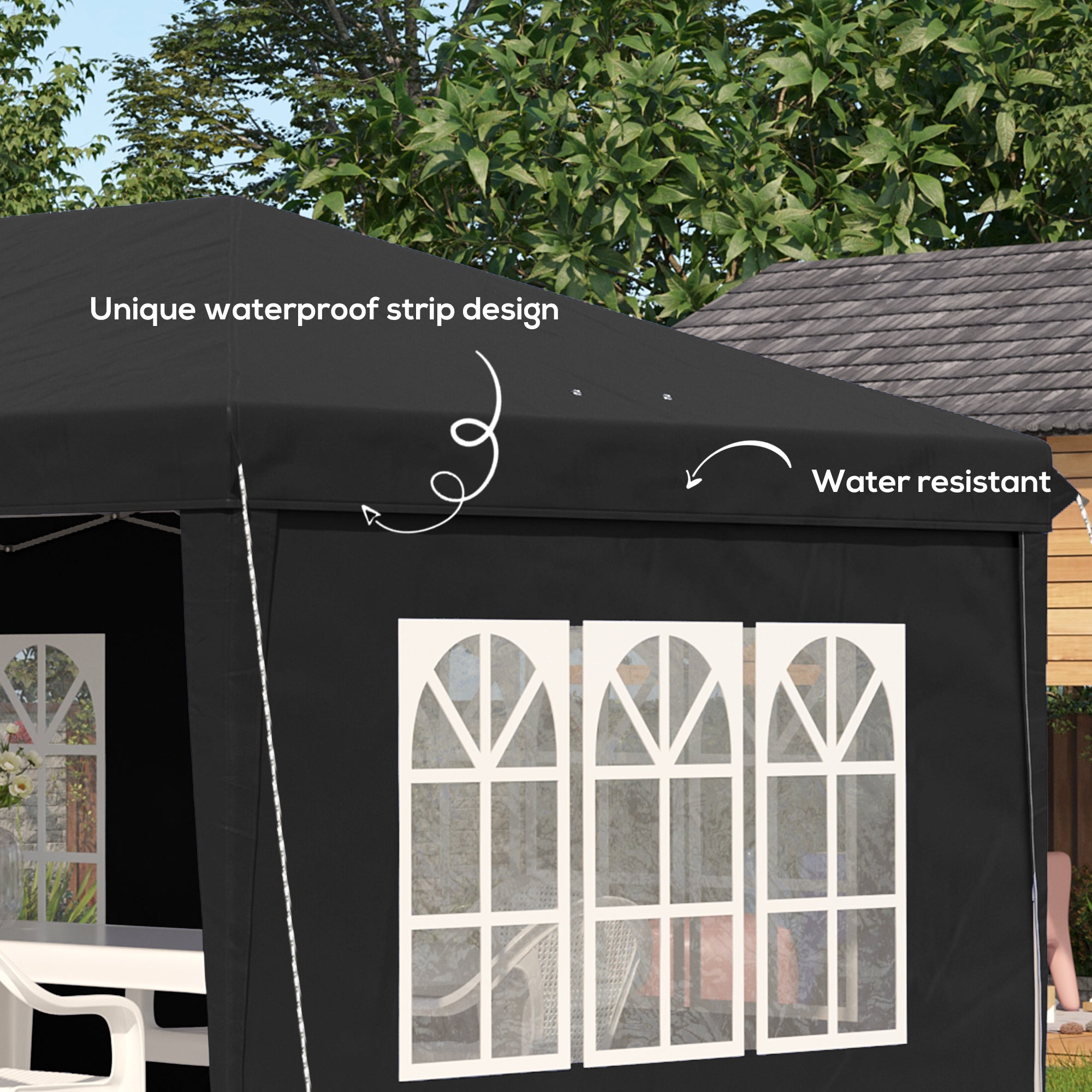 Outsunny 3 x 6m Pop-Up Gazebo, with Removable Walls - Black - North Peak Garden Furniture
