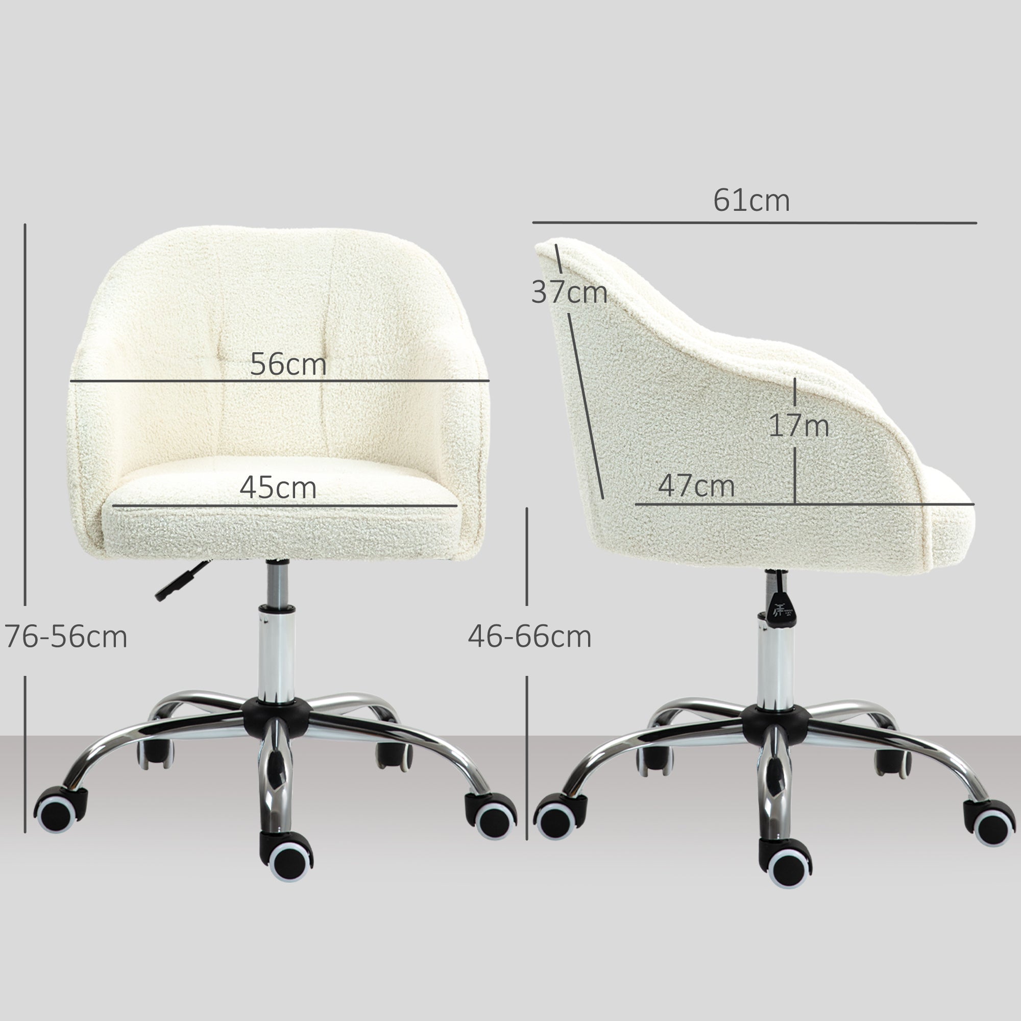 HOMCOM Teddy Fleece Swivel Office Chair - Cream - North Peak Garden Furniture
