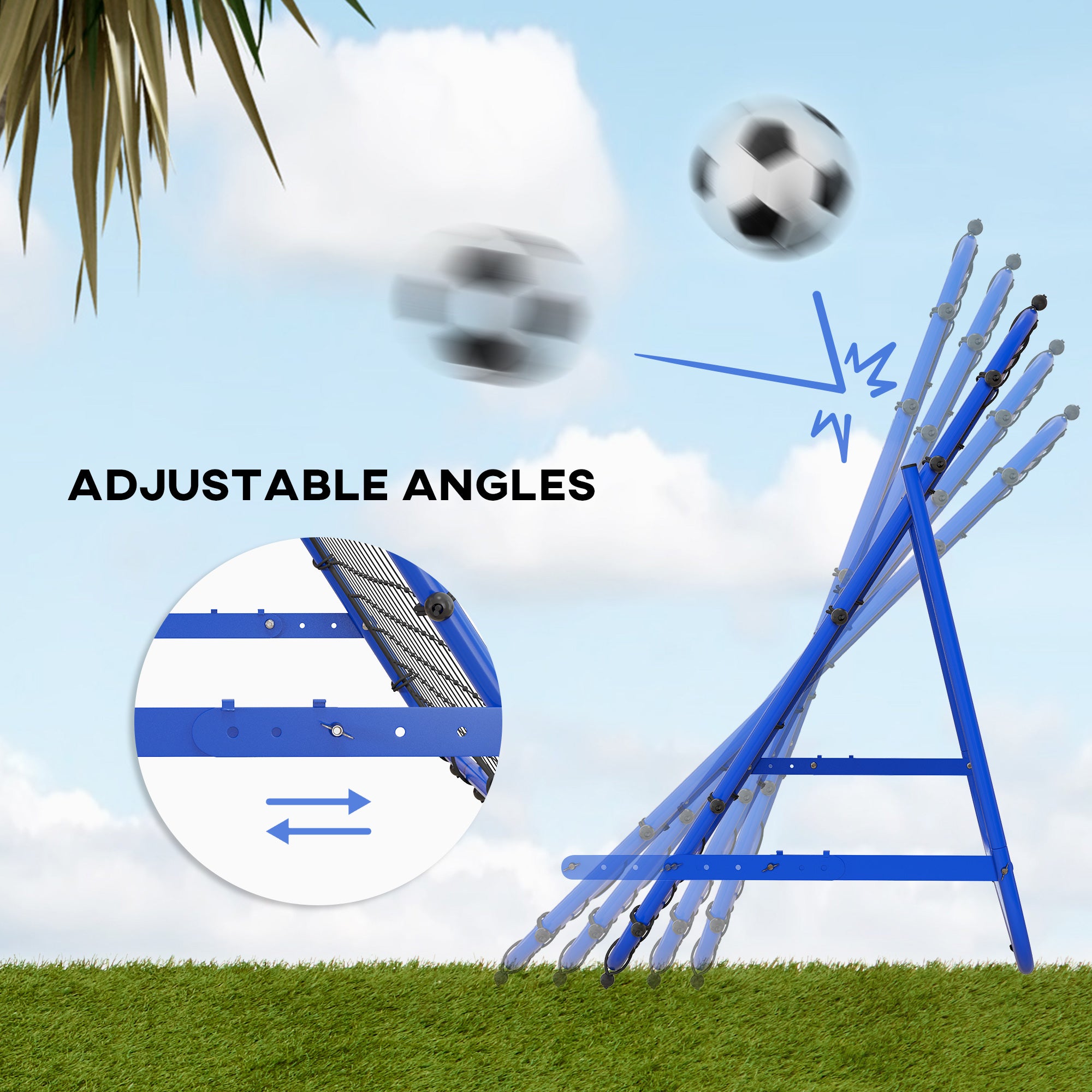HOMCOM Adjustable Rebounder Net Kickback Target Goal for Teens Adults Training, Blue - North Peak Garden Furniture
