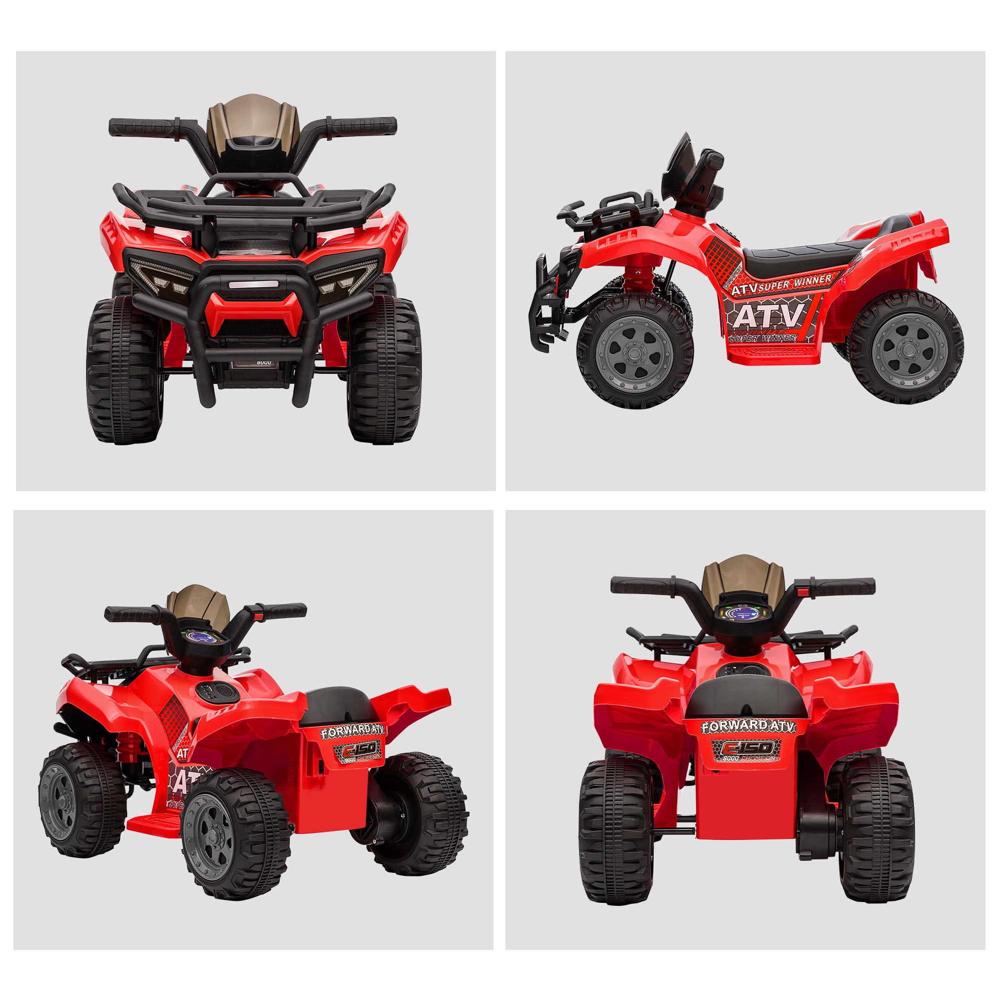 HOMCOM 6V Kids Electric Ride on Car Toddlers Quad Bike Toy With Music for 18-36 months Red - North Peak Garden Furniture