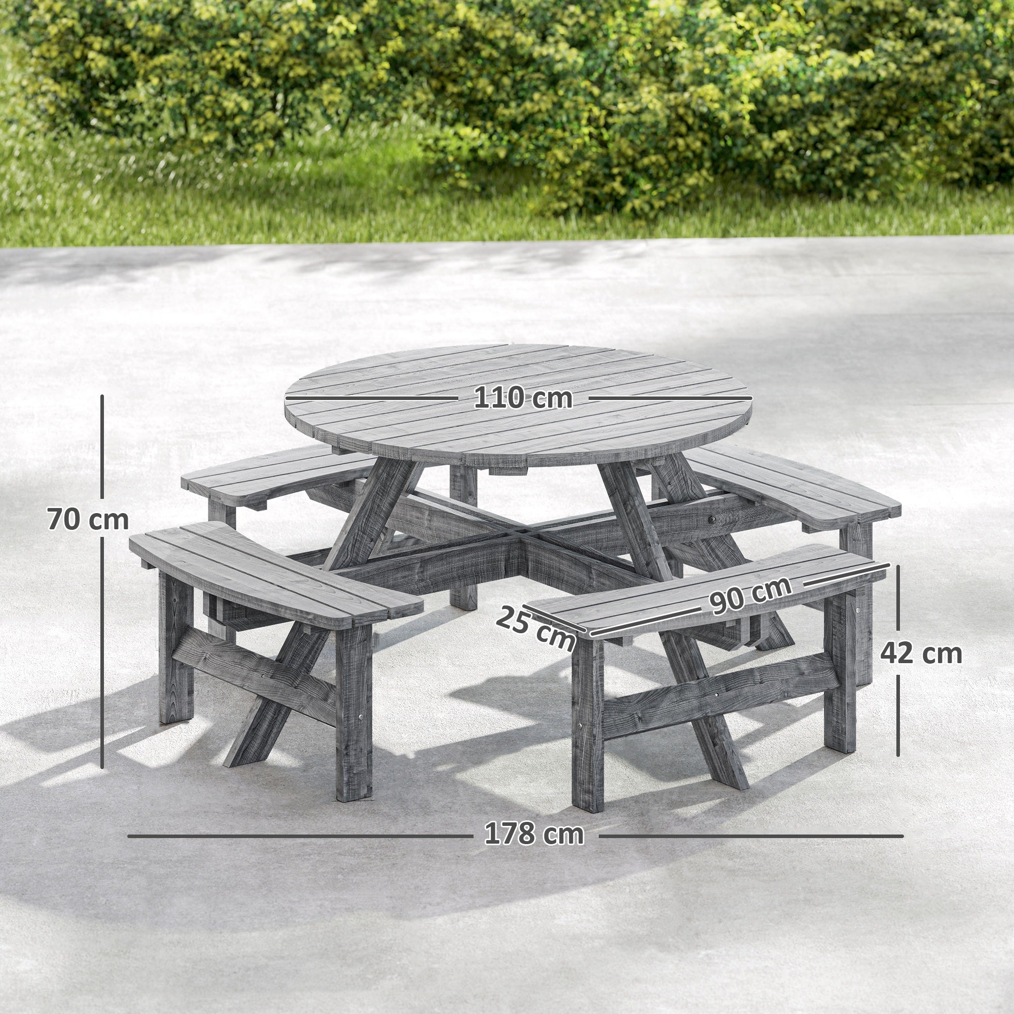 Outsunny 8-Seater Wooden Picnic Set-Fir Wood