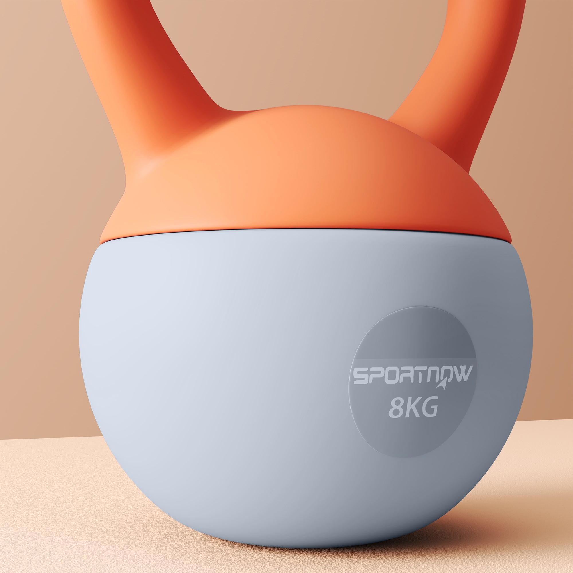 SPORTNOW Soft Kettlebell, 8kg Kettle Bell with Non-Slip Handle for Home Gym Weight Lifting and Strength Training, Orange and Grey - North Peak Garden Furniture