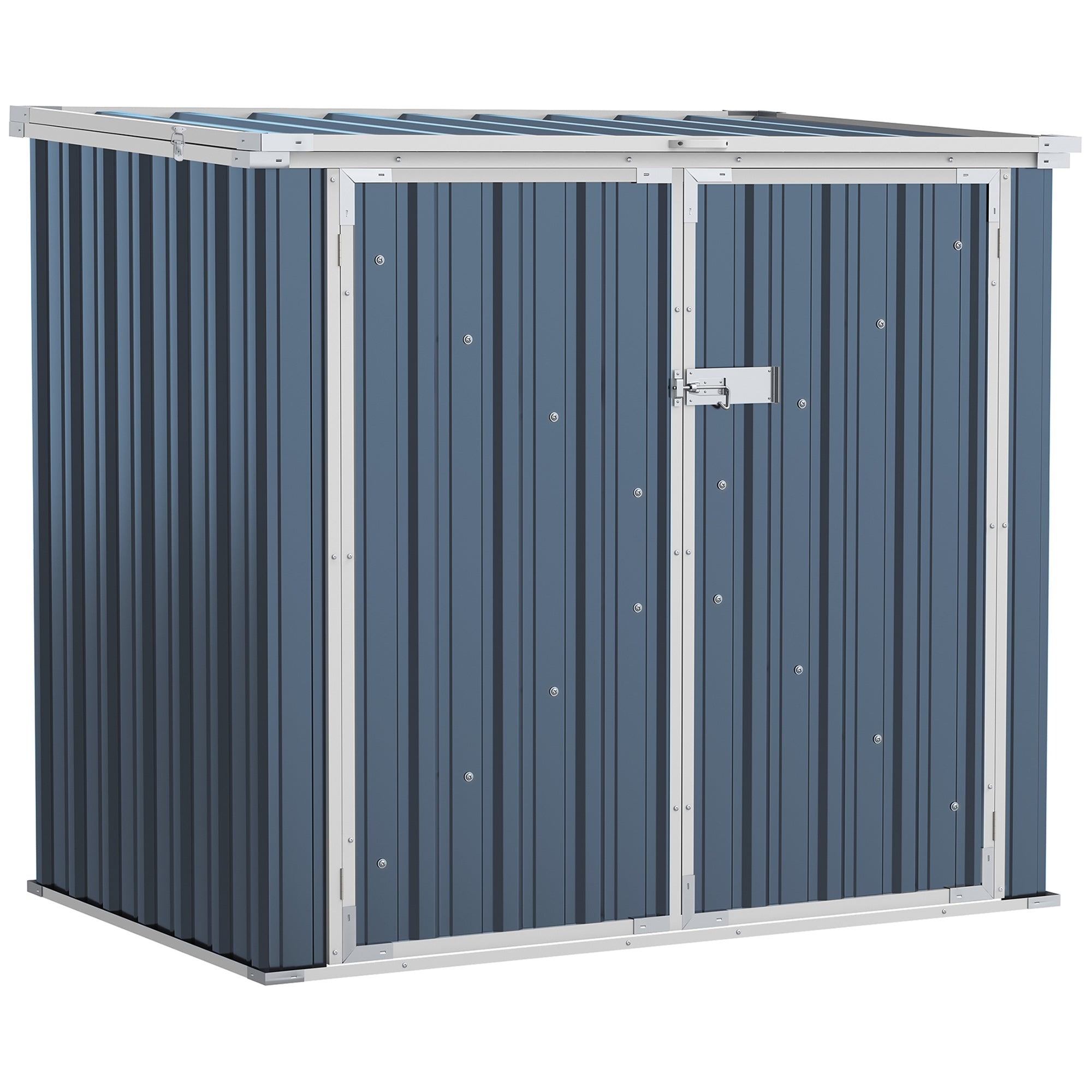 Outsunny 5ft x 3ft Garden 2-Bin Steel Storage Shed, Double Rubbish Storage Shed, Hide Dustbin w/ Locking Doors and Openable Lid | Aosom UK