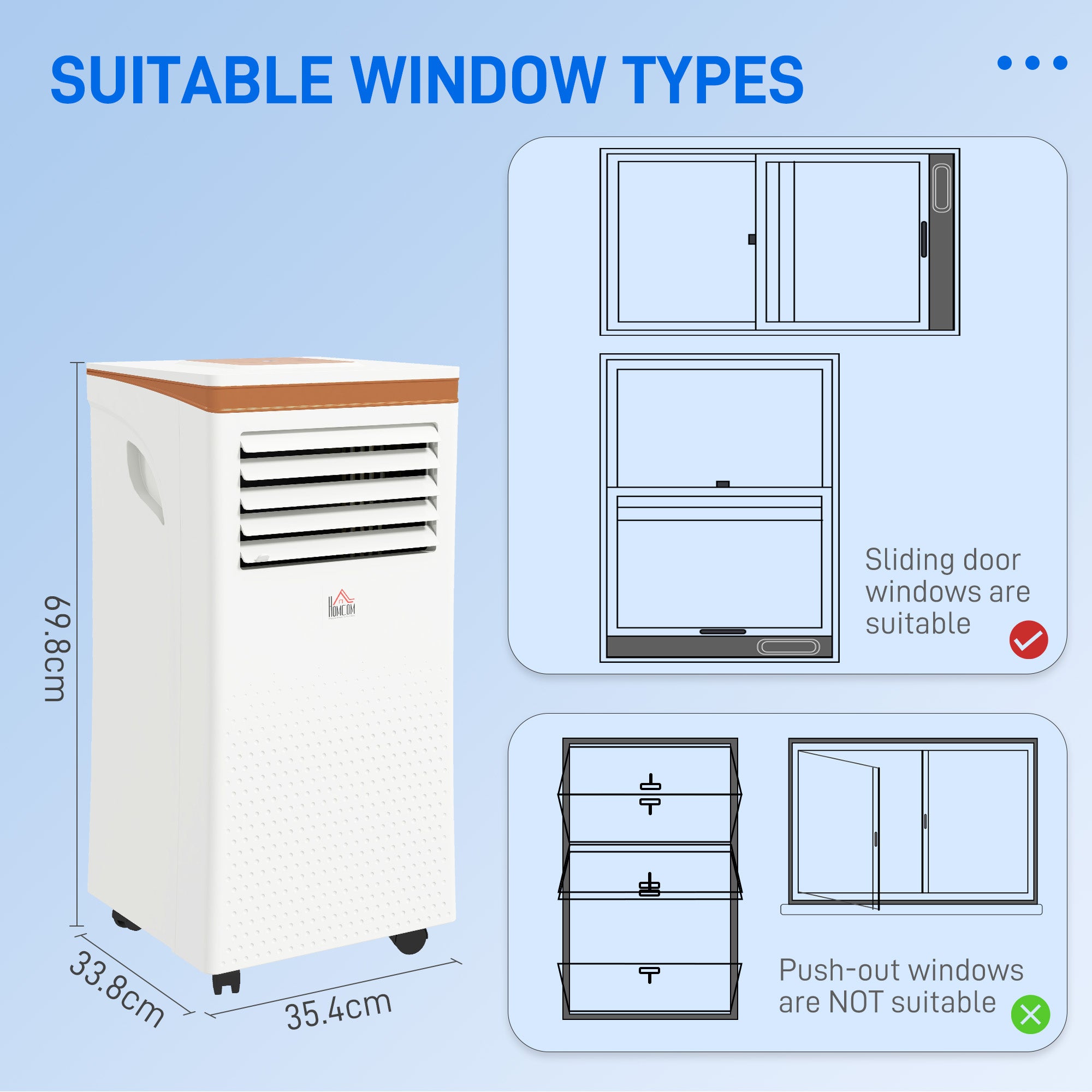 HOMCOM 9000 BTU Air Conditioning Unit, 3-in-1 Portable Air Conditioner, Dehumidifier, Cooling Fan with Remote, LED Display, 2 Speeds, 24H Timer, Window Venting Kit, 28m²