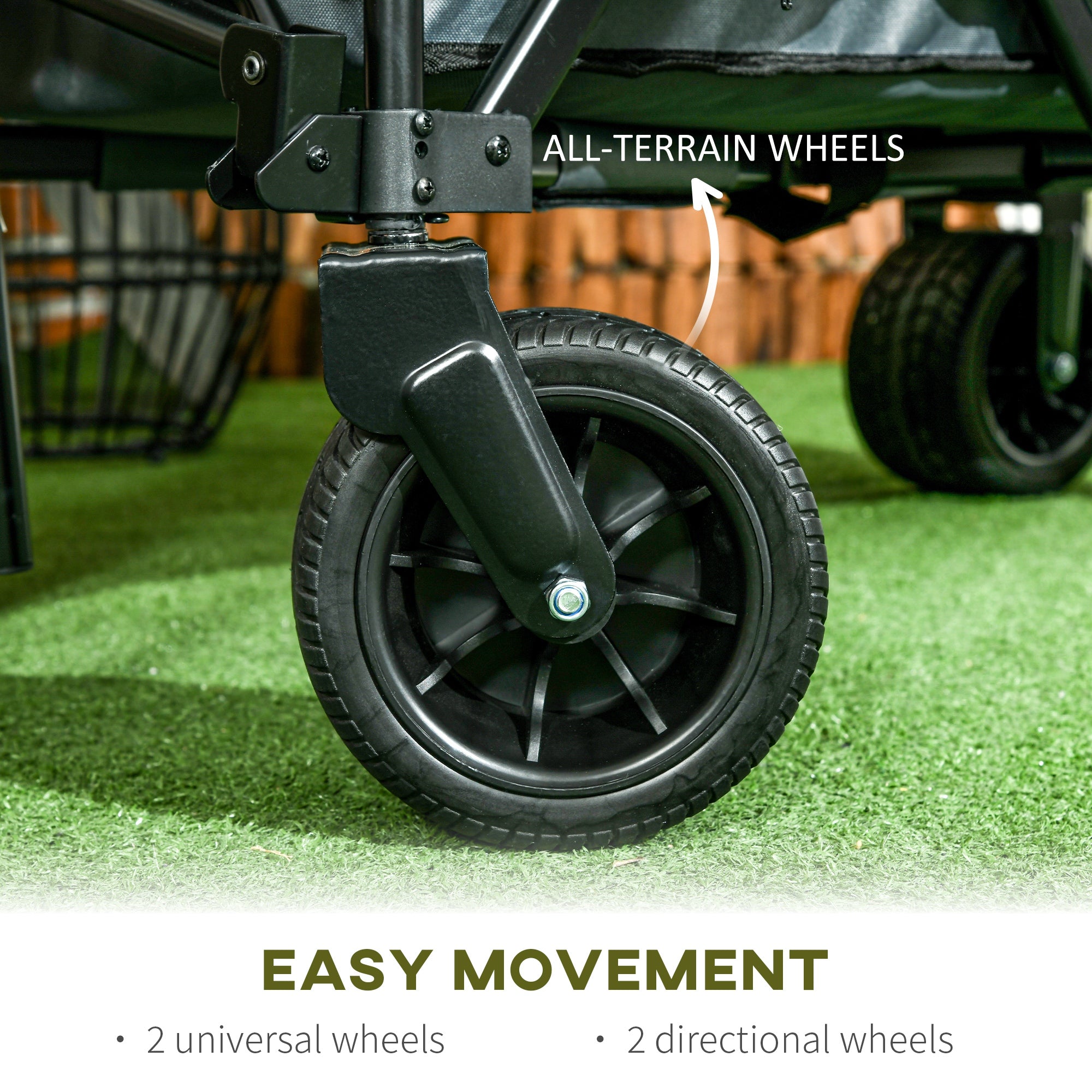 Outsunny Folding Garden Trolley, Cargo Traile on Wheels, Collapsible Camping Trolley, Outdoor Utility Wagon, Dark Grey - North Peak Garden Furniture