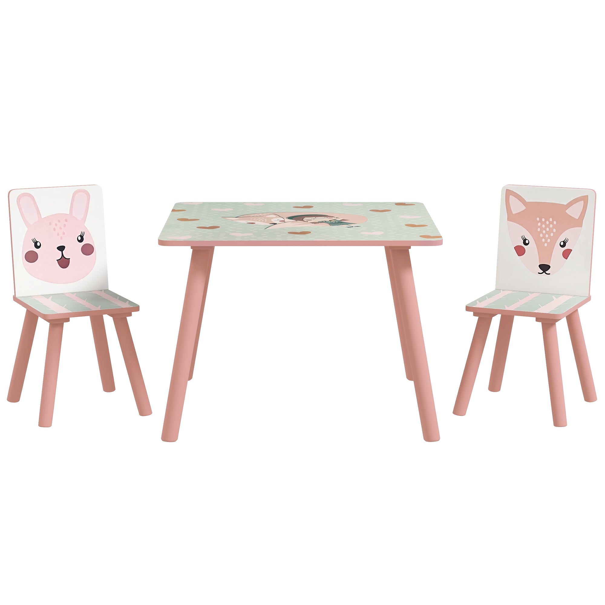 ZONEKIZ Kids and Table Chairs, Children Desk with Two Chairs, Toddler Furniture Set, for Ages 3-6 Years - Pink - North Peak Garden Furniture