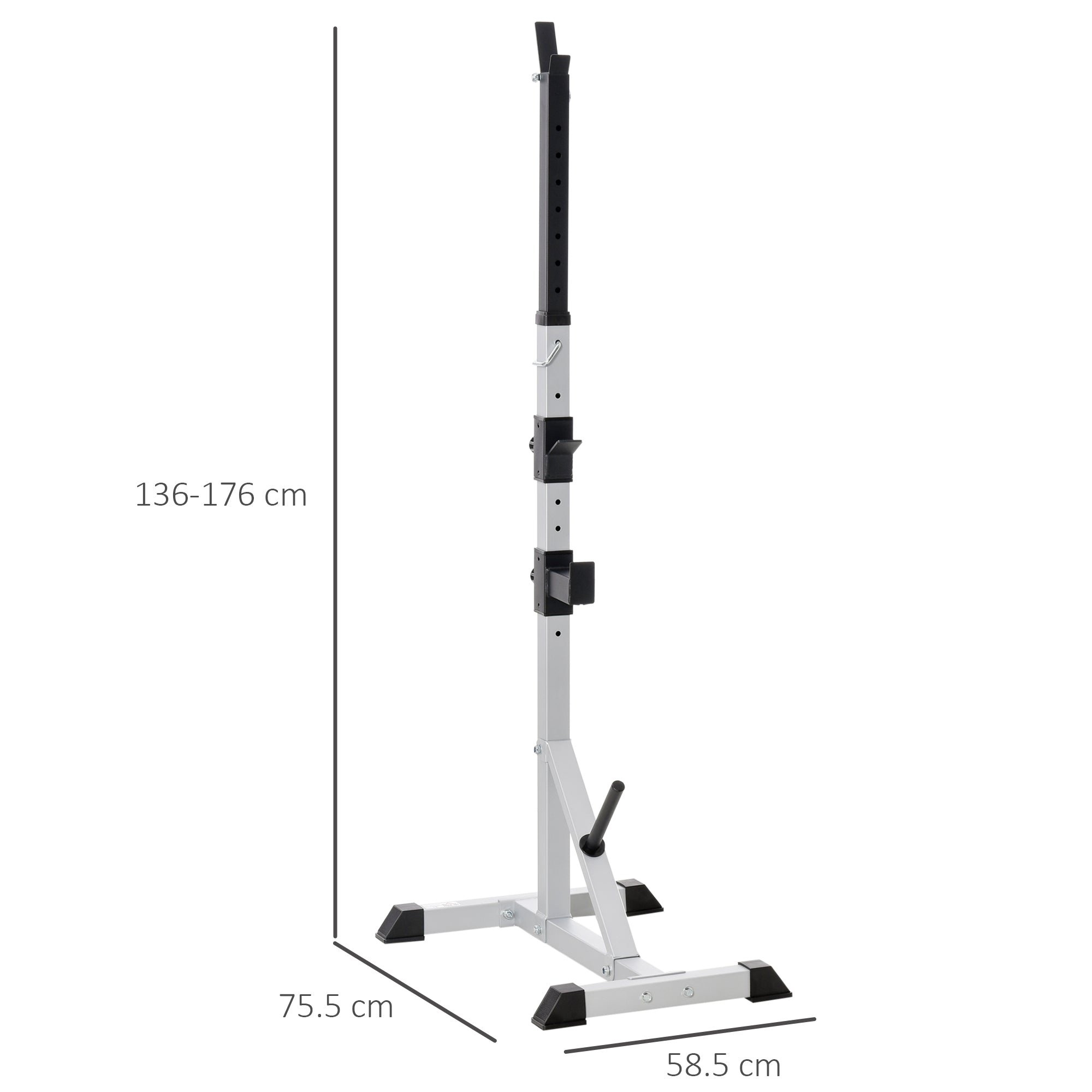 HOMCOM Weights Bar Barbell Rack Squat Stand Adjustable Portable Weight Lifting Max Load 200kg, Suitable For Home Gym Training Work Out