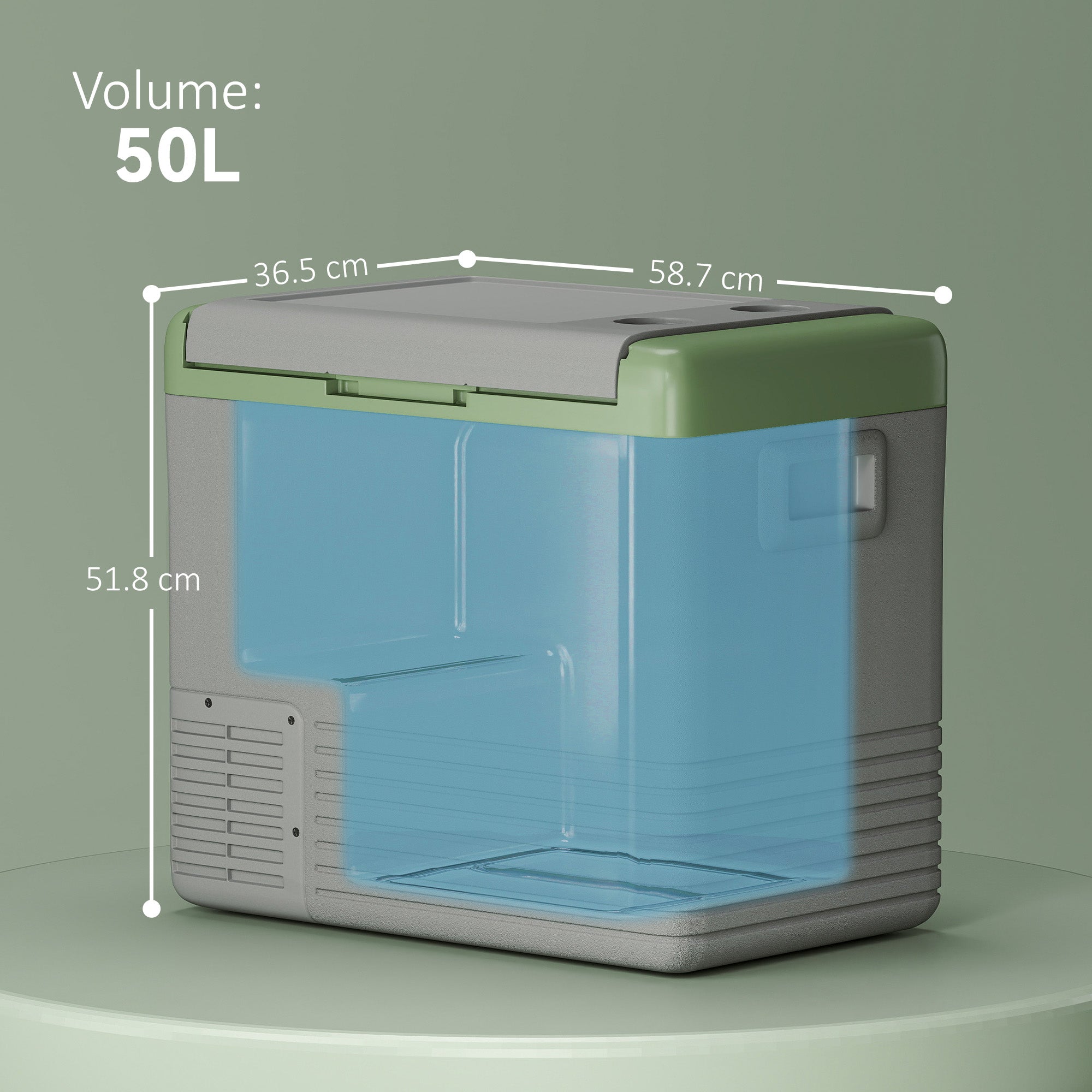 Outsunny 50L Portable Car Refrigerator - Light Green and Grey - North Peak Garden Furniture