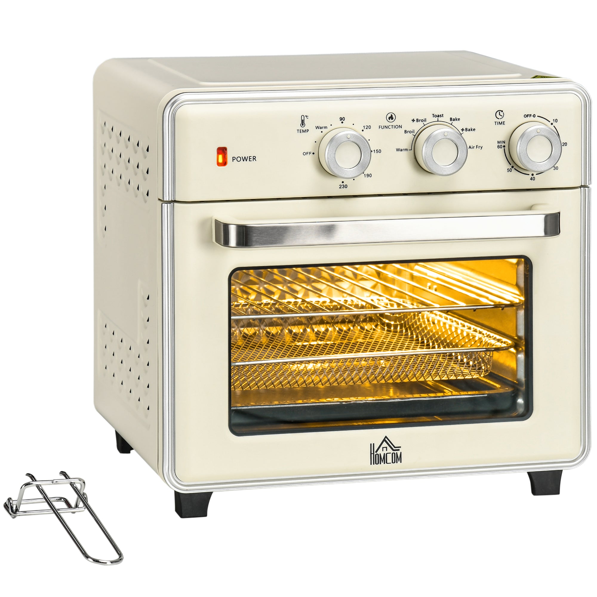 HOMCOM 20L 90-230℃ Mini Electric Oven - Cream