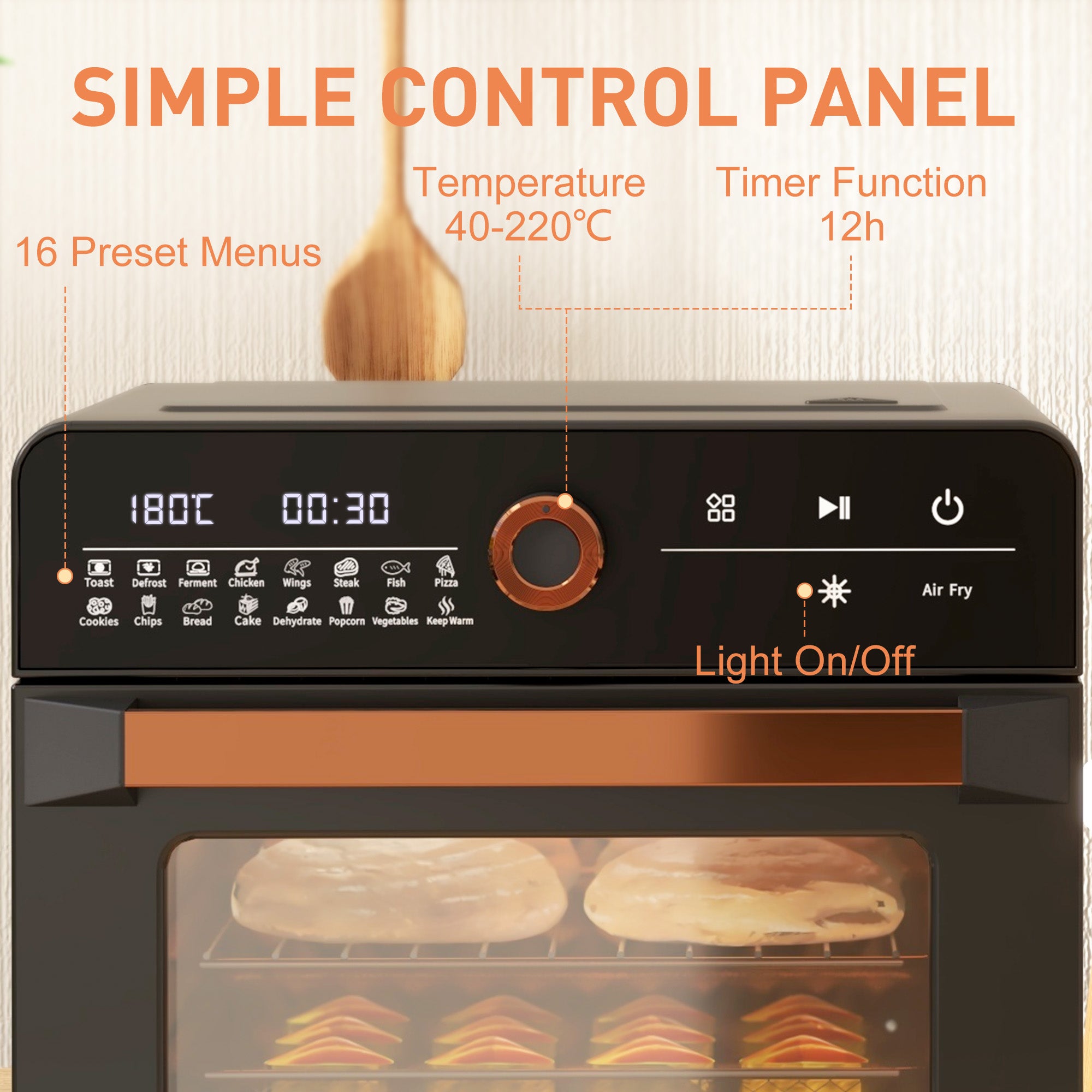 HOMCOM Air Fryer Oven, 20L Mini Oven, Multifunction Countertop Convection Oven with 16 Presets, Adjustable Temp and Time, 1400W - North Peak Garden Furniture