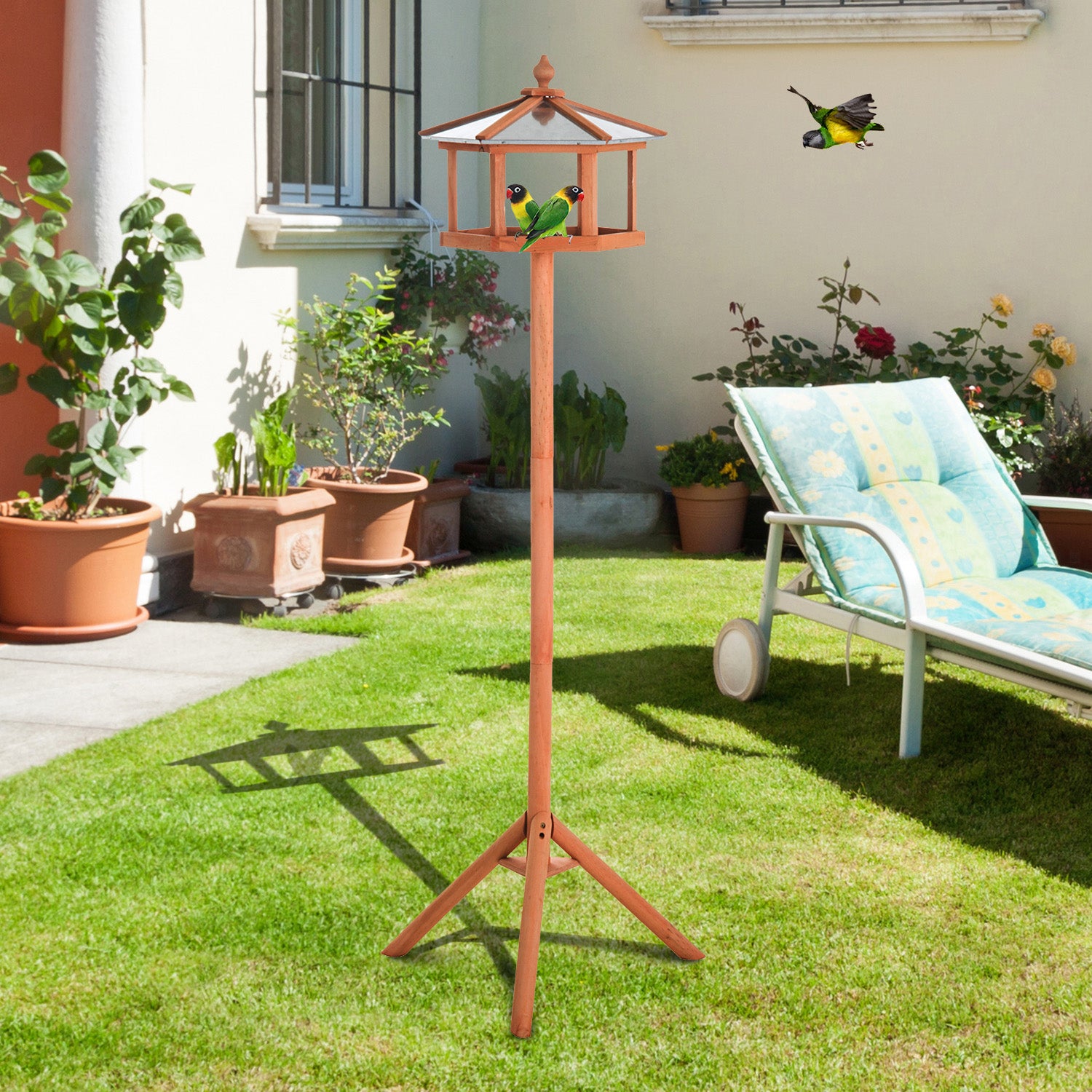 PawHut Wooden Bird Table for the garden Feeding Station, 153Hcm - North Peak Garden Furniture