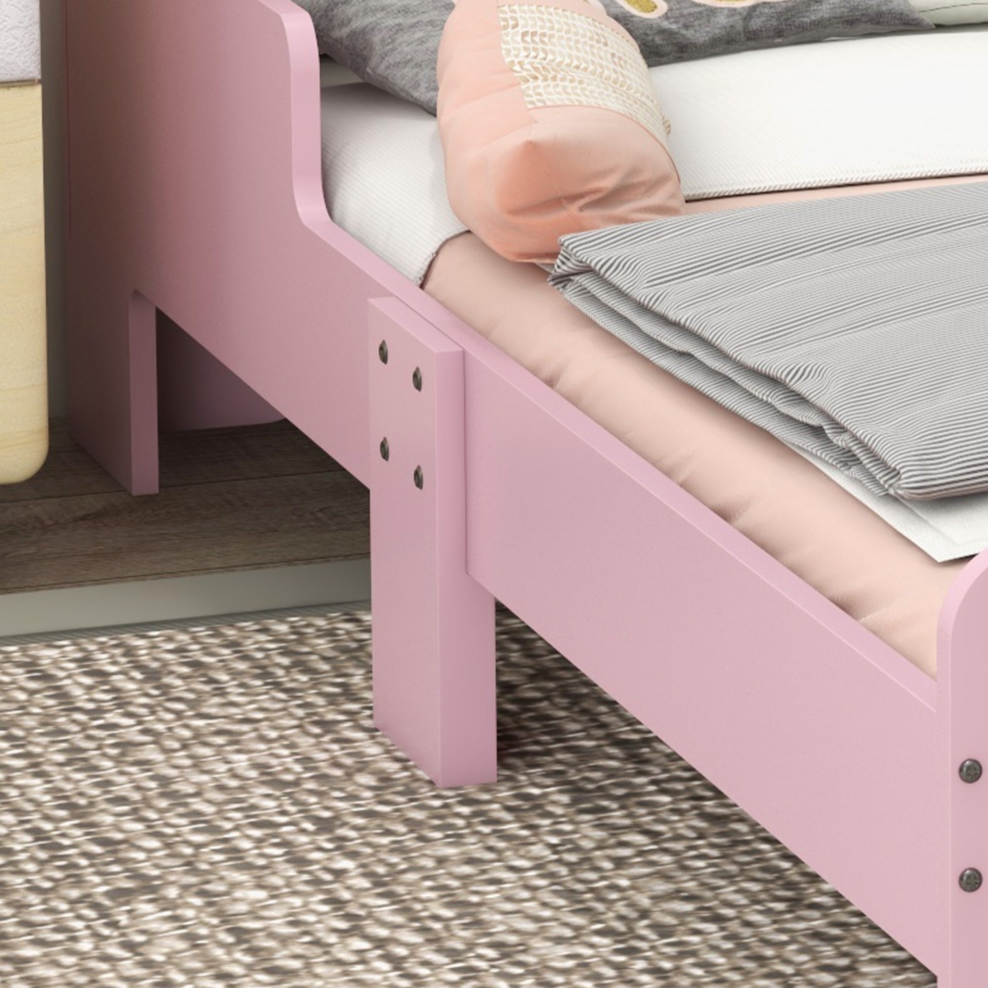 ZONEKIZ Toddler Bed Frame, Princess Bed for Kids, Cloud-Design, 143 x 74 x 55cm - Pink - North Peak Garden Furniture