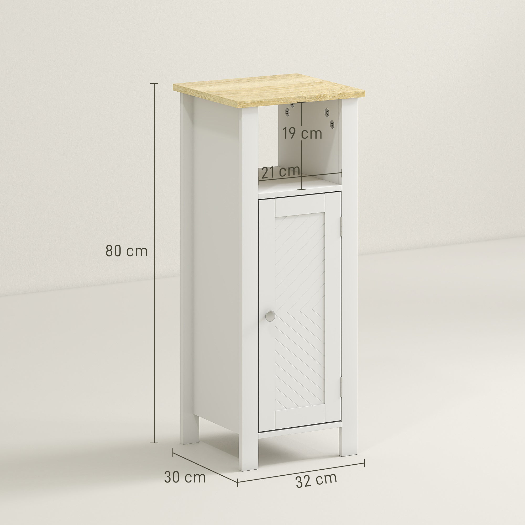 kleankin Slim Bathroom Storage Unit with Open Shelf, Bathroom Storage Cabinet with Adjustable Shelf, 32 x 30 x 80 cm, White