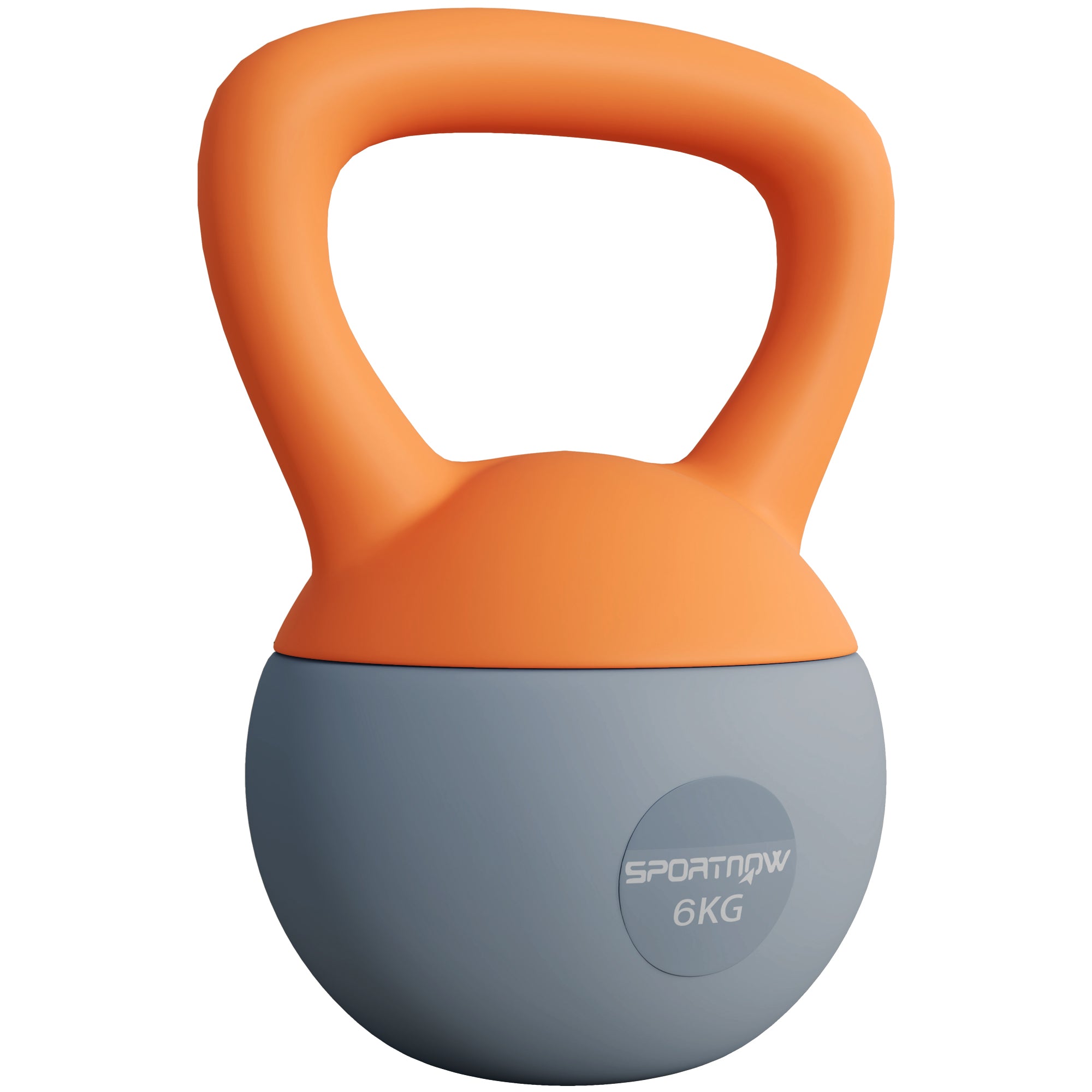 SPORTNOW Soft Kettlebell, 6kg Kettle Bell with Non-Slip Handle for Home Gym Weight Lifting and Strength Training, Orange and Grey