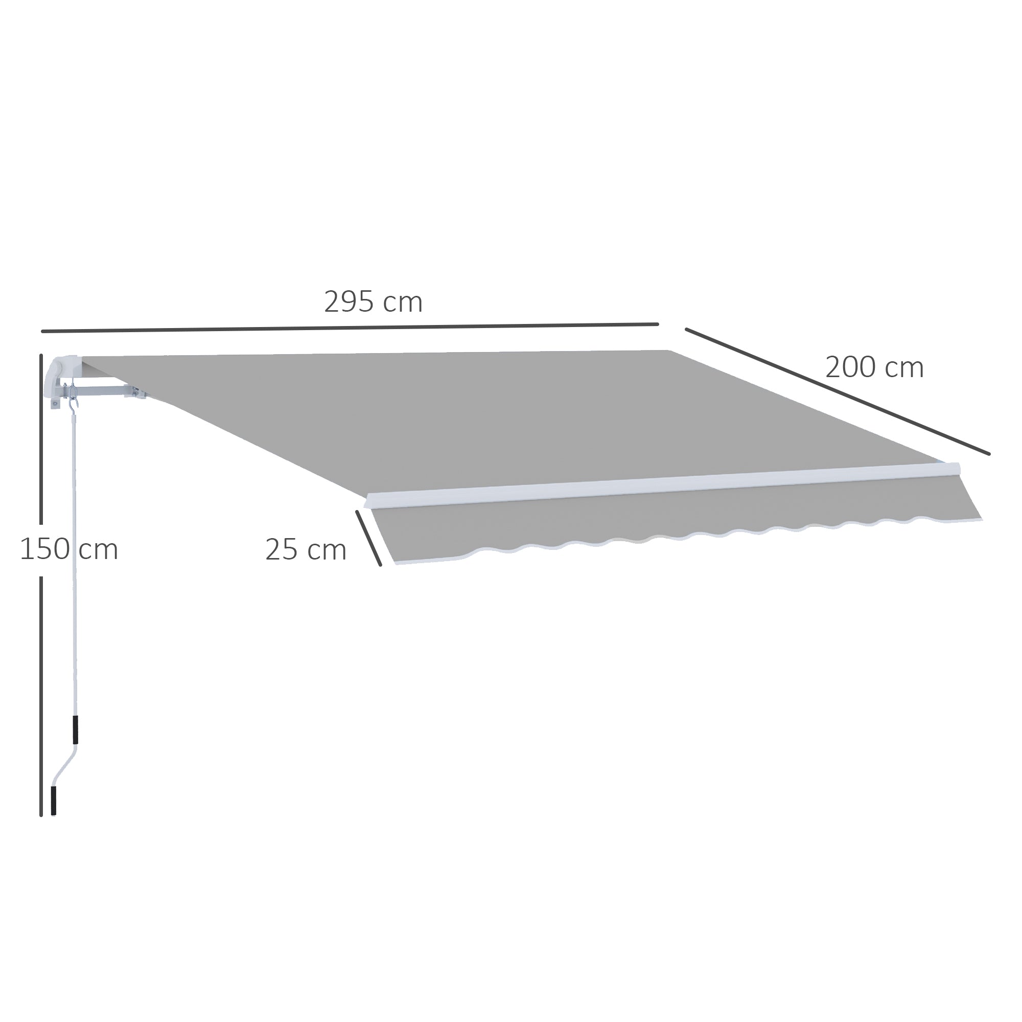 Outsunny Waterproof Window Awning Canopy Garden Shelter Patio Sun Shade UV Blocker Light Weight Aluminium Frame w/ Hand Crank 3 x 2m | Aosom UK