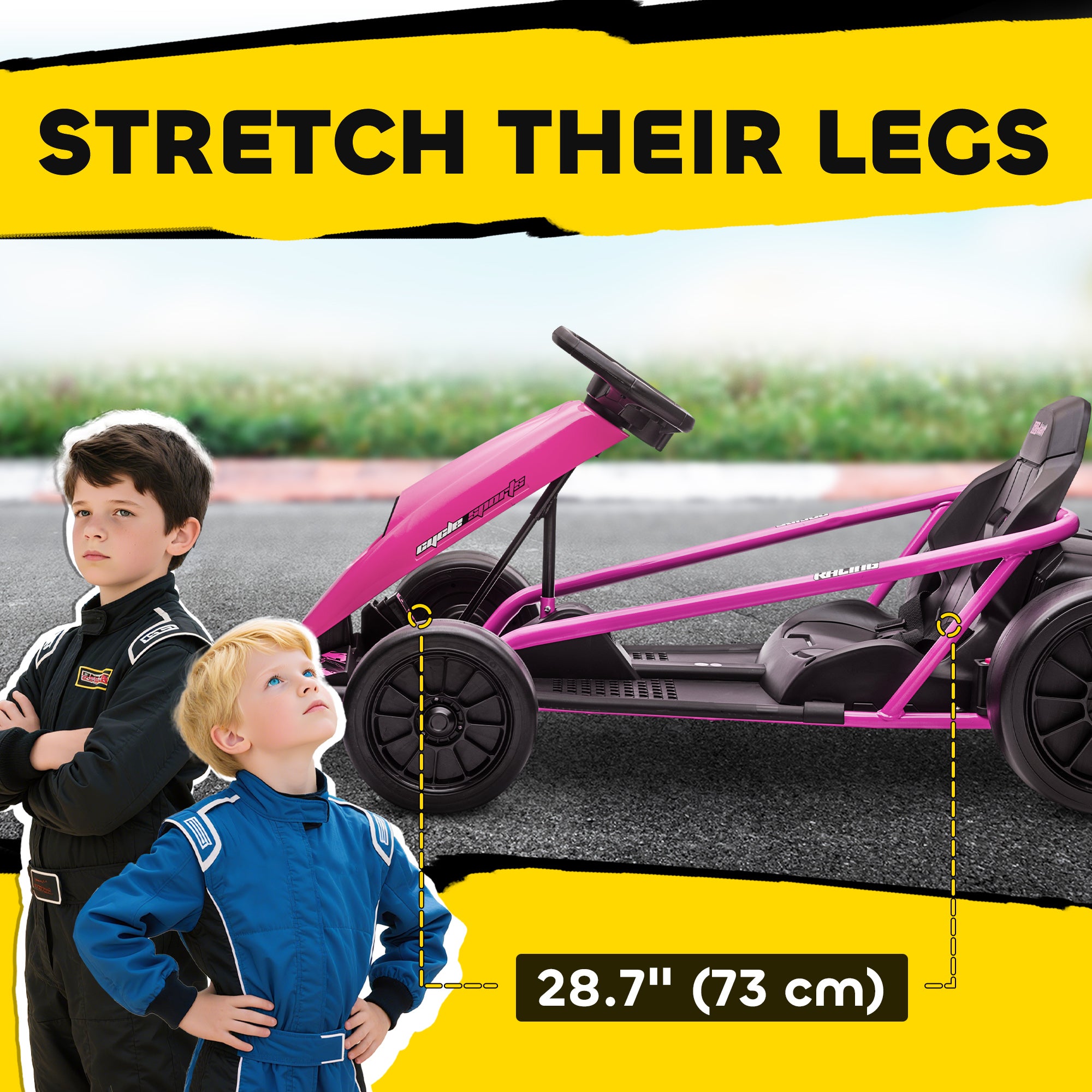 HOMCOM 24V Electric Go Kart for Kids, Drift Ride-On Racing Go Kart with 2 Speeds, for Boys Girls Aged 8-12 Years Old, Pink - North Peak Garden Furniture