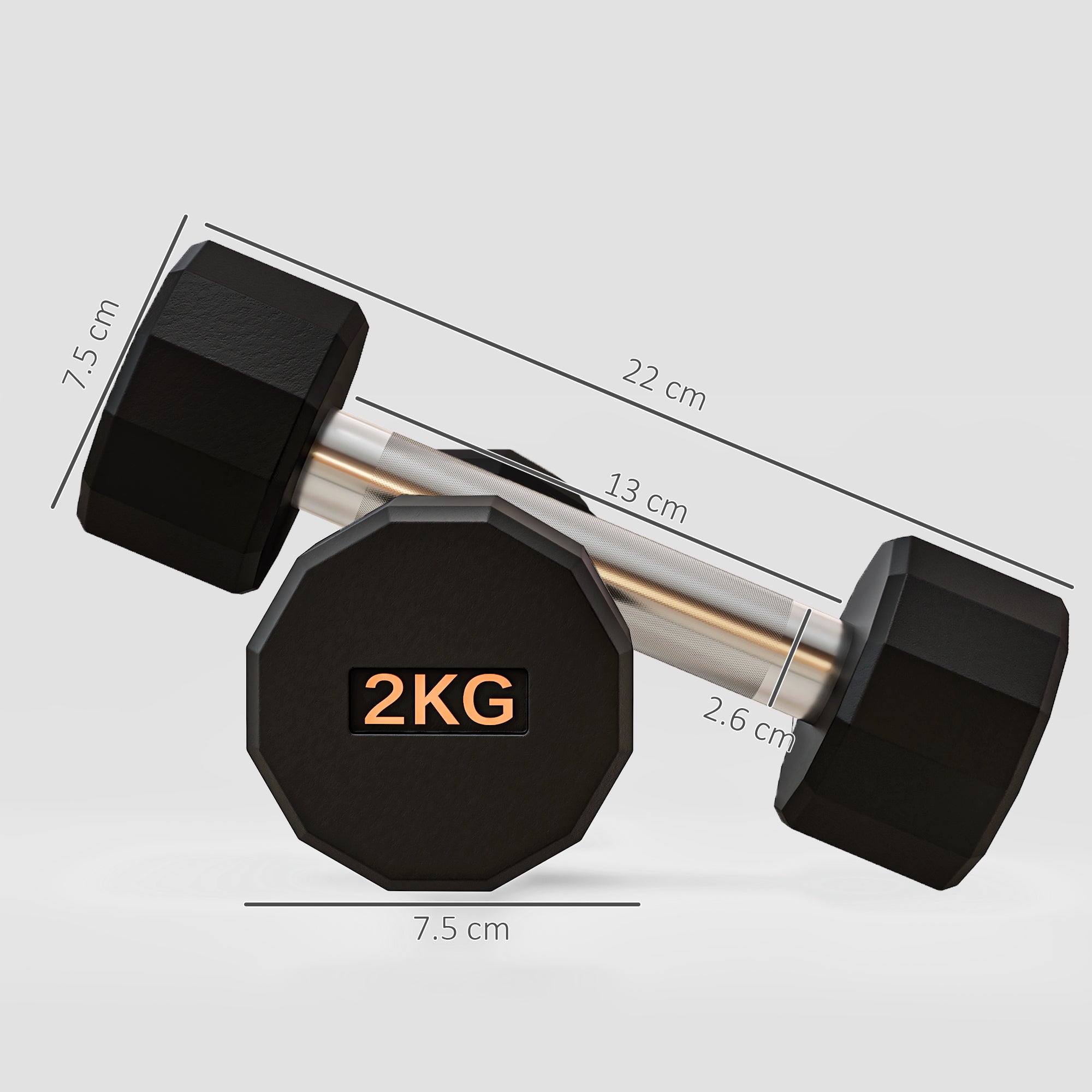 SPORTNOW 2 x 2kg Dumbbells Weights Set with 12-Sided Shape and Non-Slip Grip for Men Women Home Gym Workout - North Peak Garden Furniture