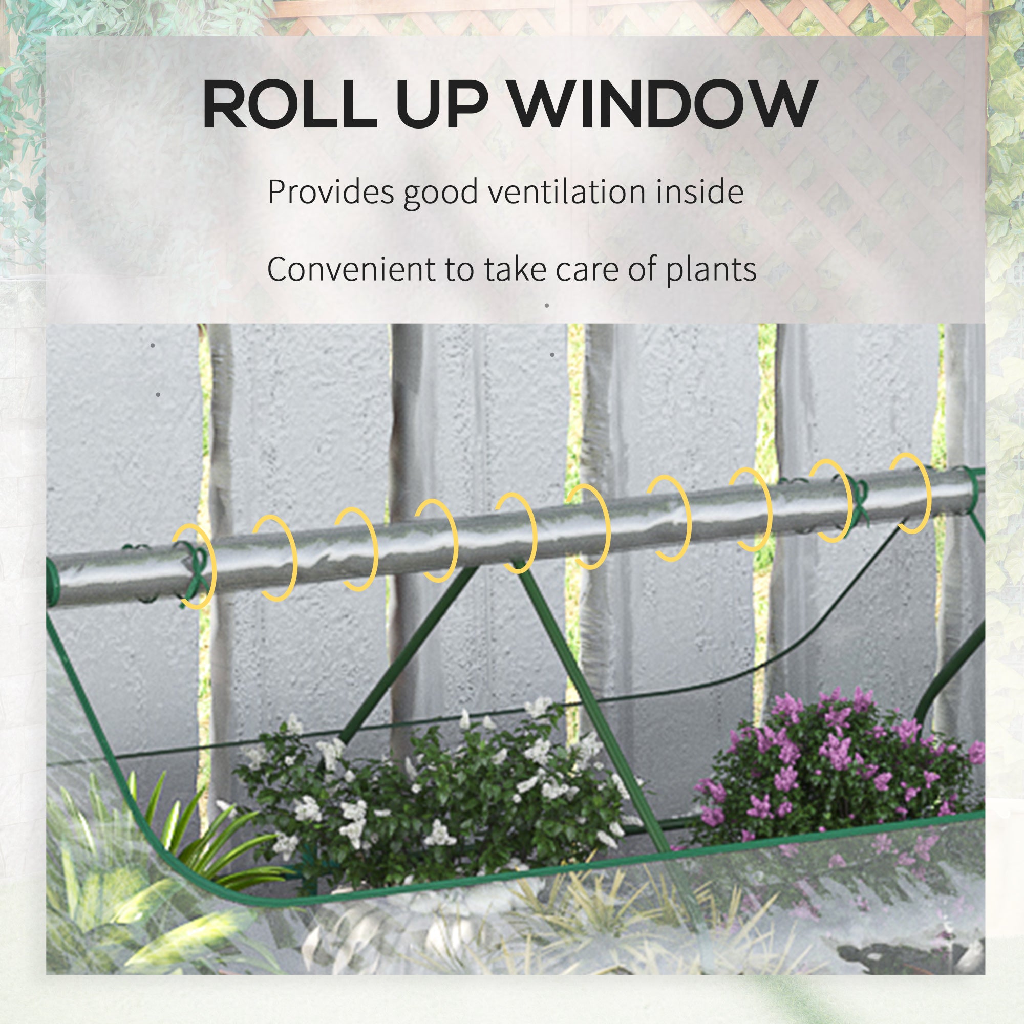 Outsunny Raised Garden Bed with Greenhouse, Steel Planter Box with Plastic Cover, Roll Up Window, Dual Use for Flowers, Vegetables, Fruits and Herbs, 185L x 95W x 92H cm, Clear - North Peak Garden Furniture