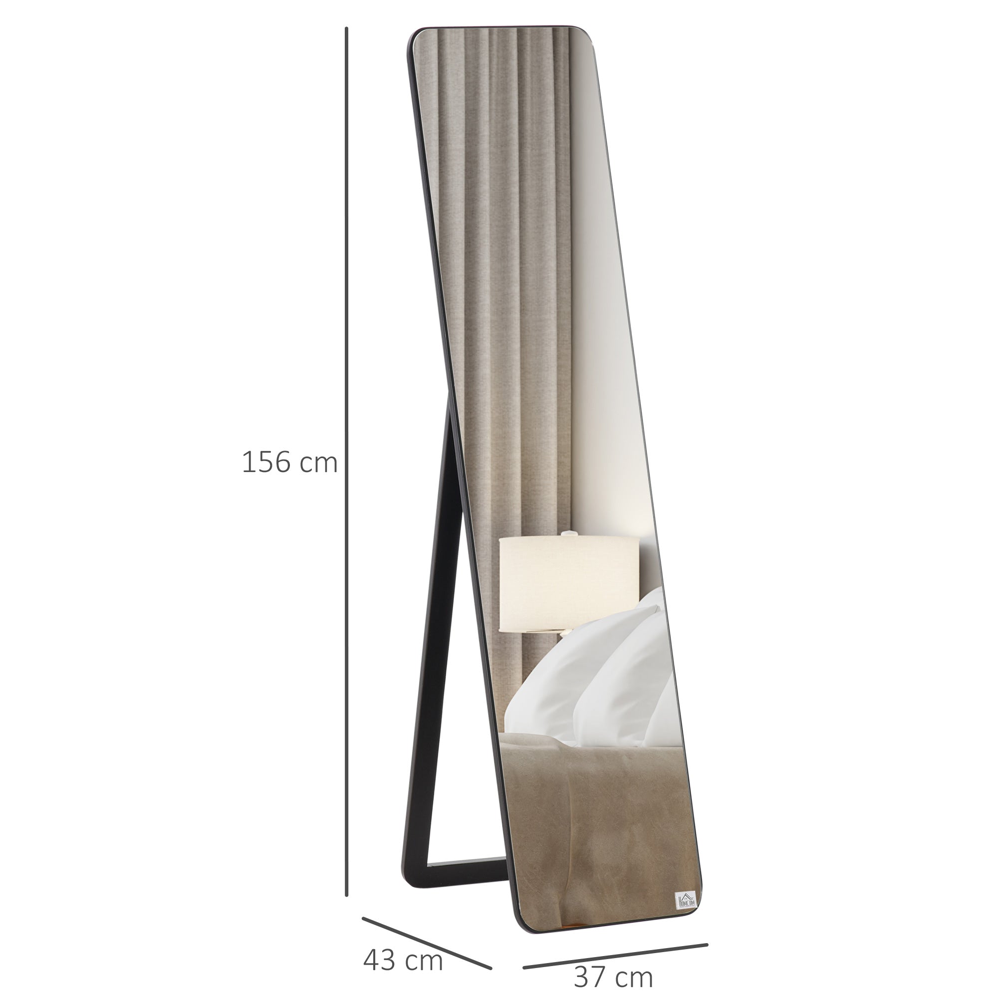 HOMCOM Full Length Mirror, Free Standing or Wall Hanging, Tall Full Body Mirror for Bedroom, Hallway, Black - North Peak Garden Furniture