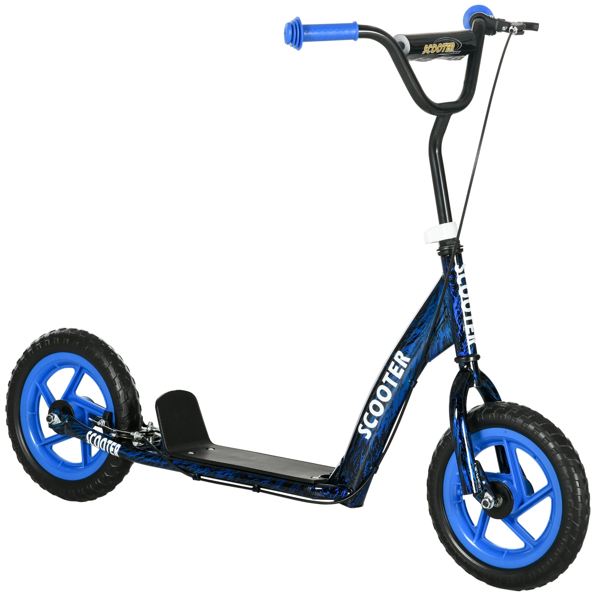 AIYAPLAY Kids Scooter with Adjustable Handlebar, Children's Kick Scooter with Non-slip Footplate, Rear Brake, Kickstand, Blue - North Peak Garden Furniture