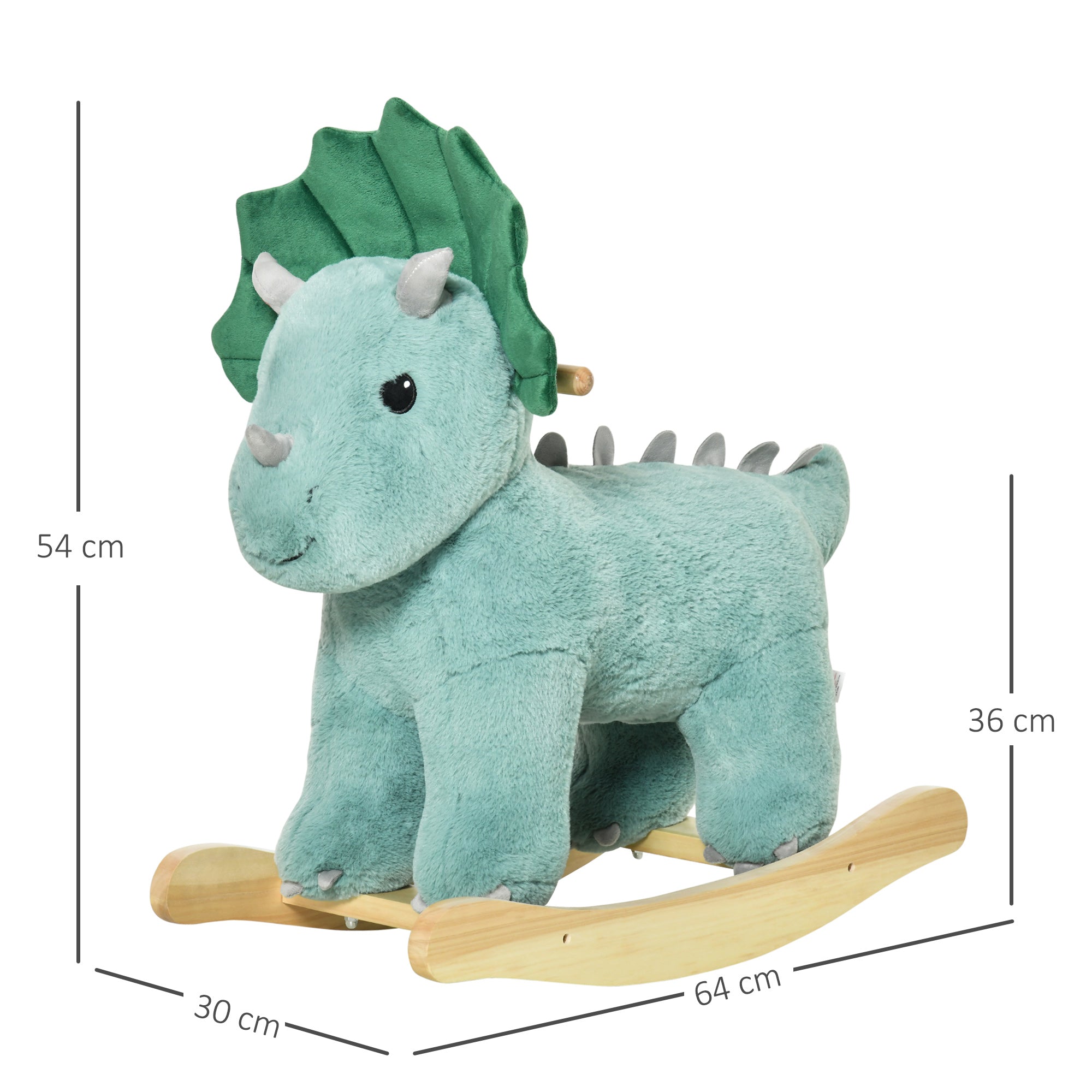 HOMCOM Plush Ride-On Rocking Dinosaur, with Sound - Green - North Peak Garden Furniture