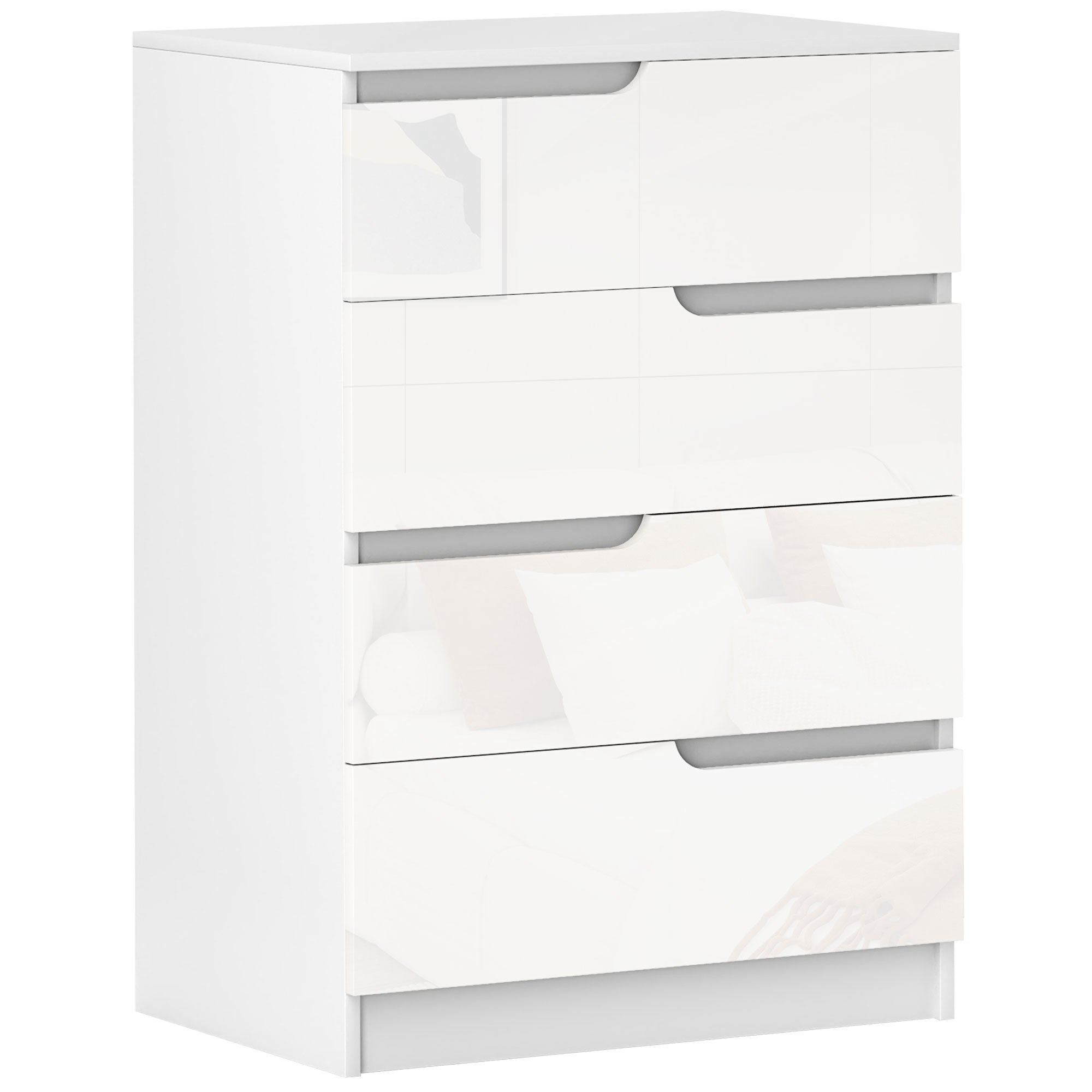HOMCOM 4 Drawer Chest of Drawers, Modern Dresser for Bedroom, Living Room, 60 x 40 x 85cm, White - North Peak Garden Furniture