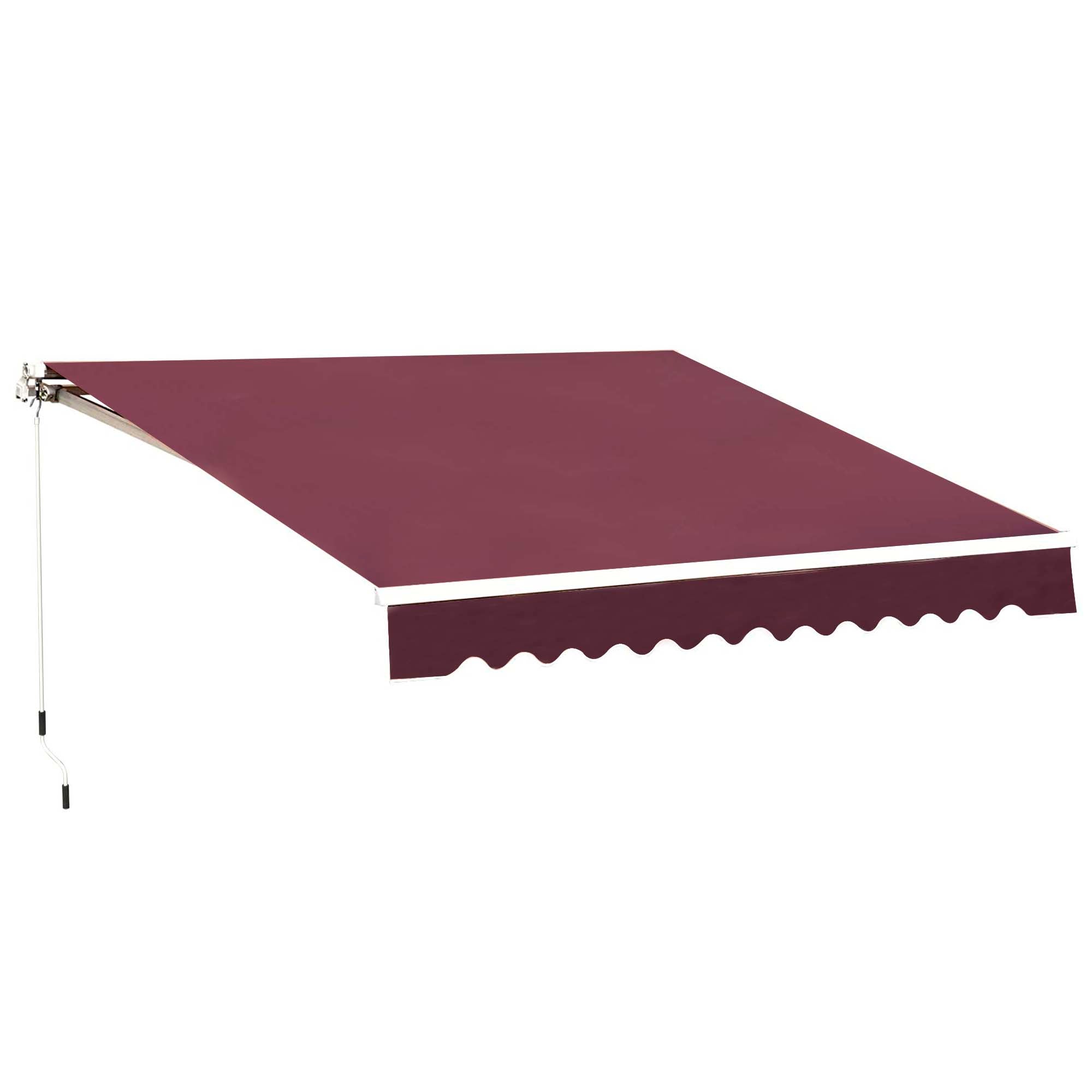 Outsunny Manual Retractable Awning, 3x2.5m Sun Shade Canopy for Garden Patio, UV Protection, Red